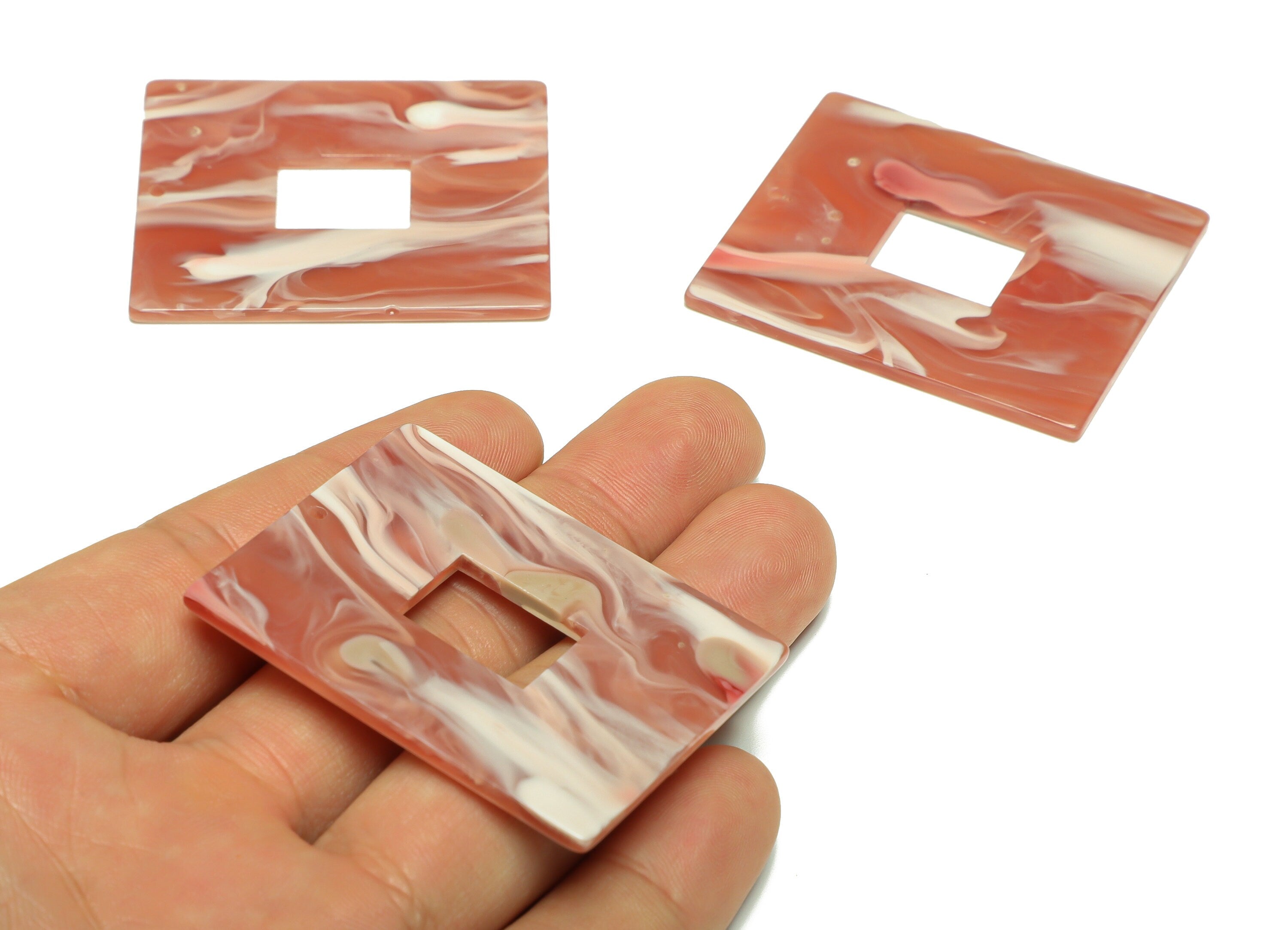 Acrylic Rectangle Charm - Rectangle Mix Color Pendant - Acrylic Earring Charm - Jewelry Making - Code:A945 - 48.86x39.51x2.3mm - AC2614-A945 - DOMEDBAZAAR