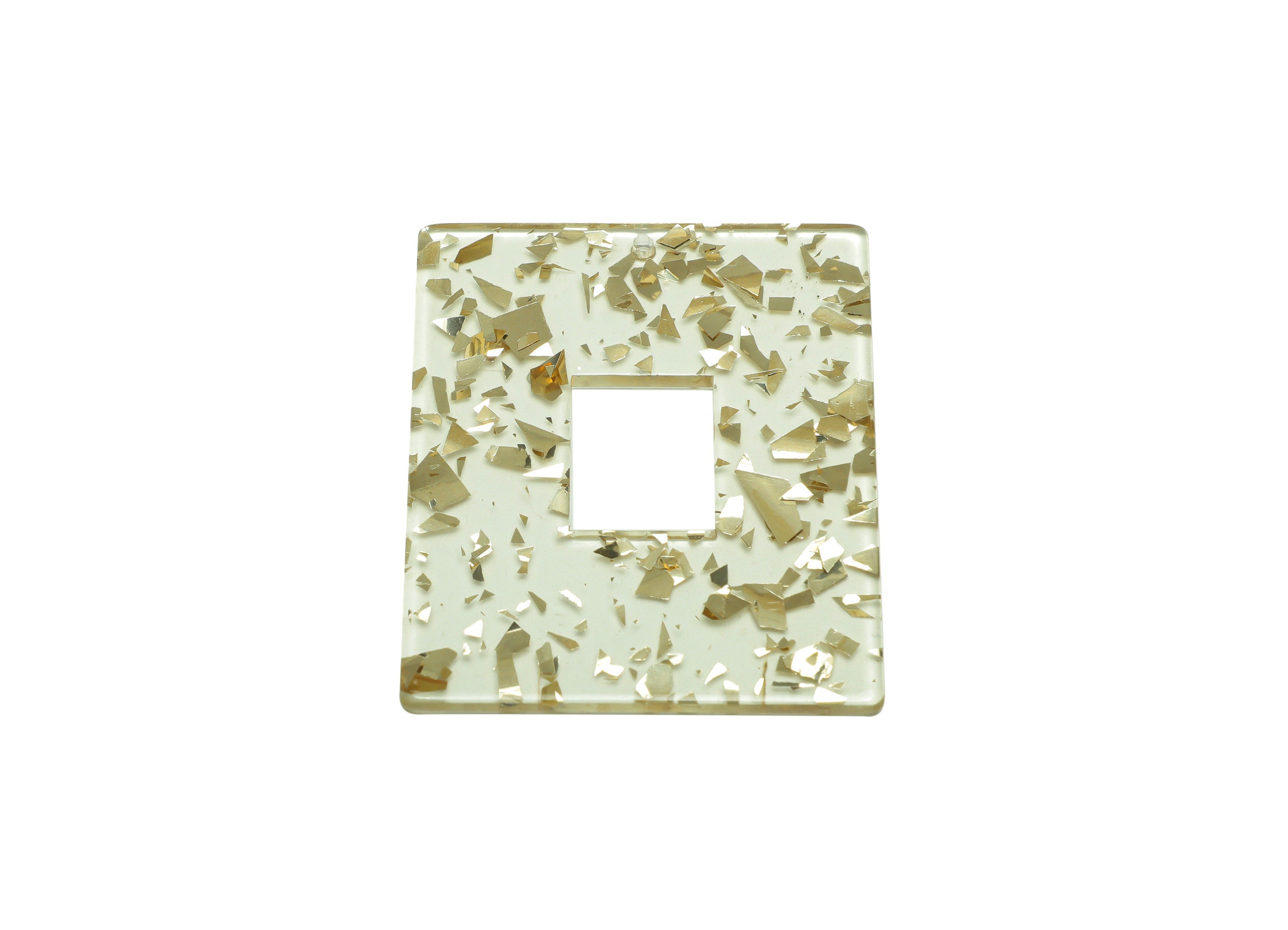 Acrylic Rectangle Charm - Transparent Confetti Pendant - Big Rectangle Earring Charm - Jewelry Making - Code: A952- 49x40x2mm - AC2614-A952 - DOMEDBAZAAR