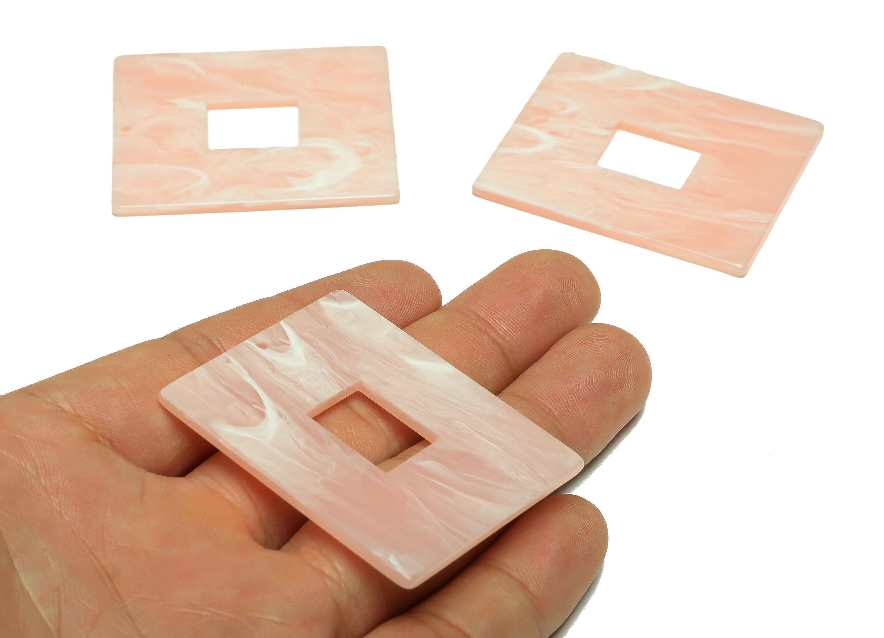 Acrylic Rectangle Charm - Acrylic Pink Pendant - Acrylic Earring Charm - Jewelry Making - Code:A933 - 49x39.89x2mm - AC2614-A933 - DOMEDBAZAAR