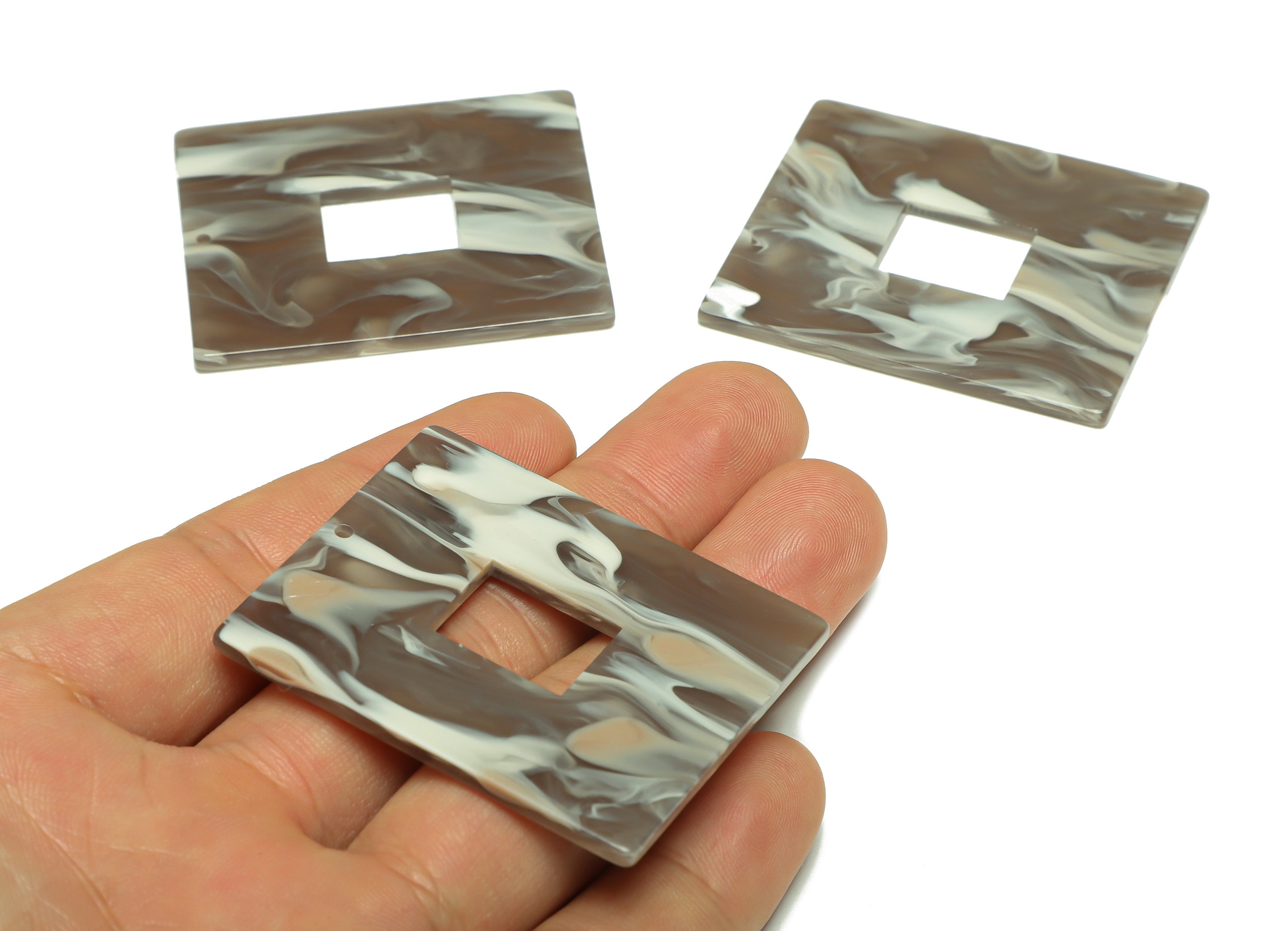 Acrylic Rectangle Charm - Acrylic Rainbow Pendant - Acrylic Earring Charm - Jewelry Making - Code:A944 - 49x39.89x2mm - AC2614-A944 - DOMEDBAZAAR