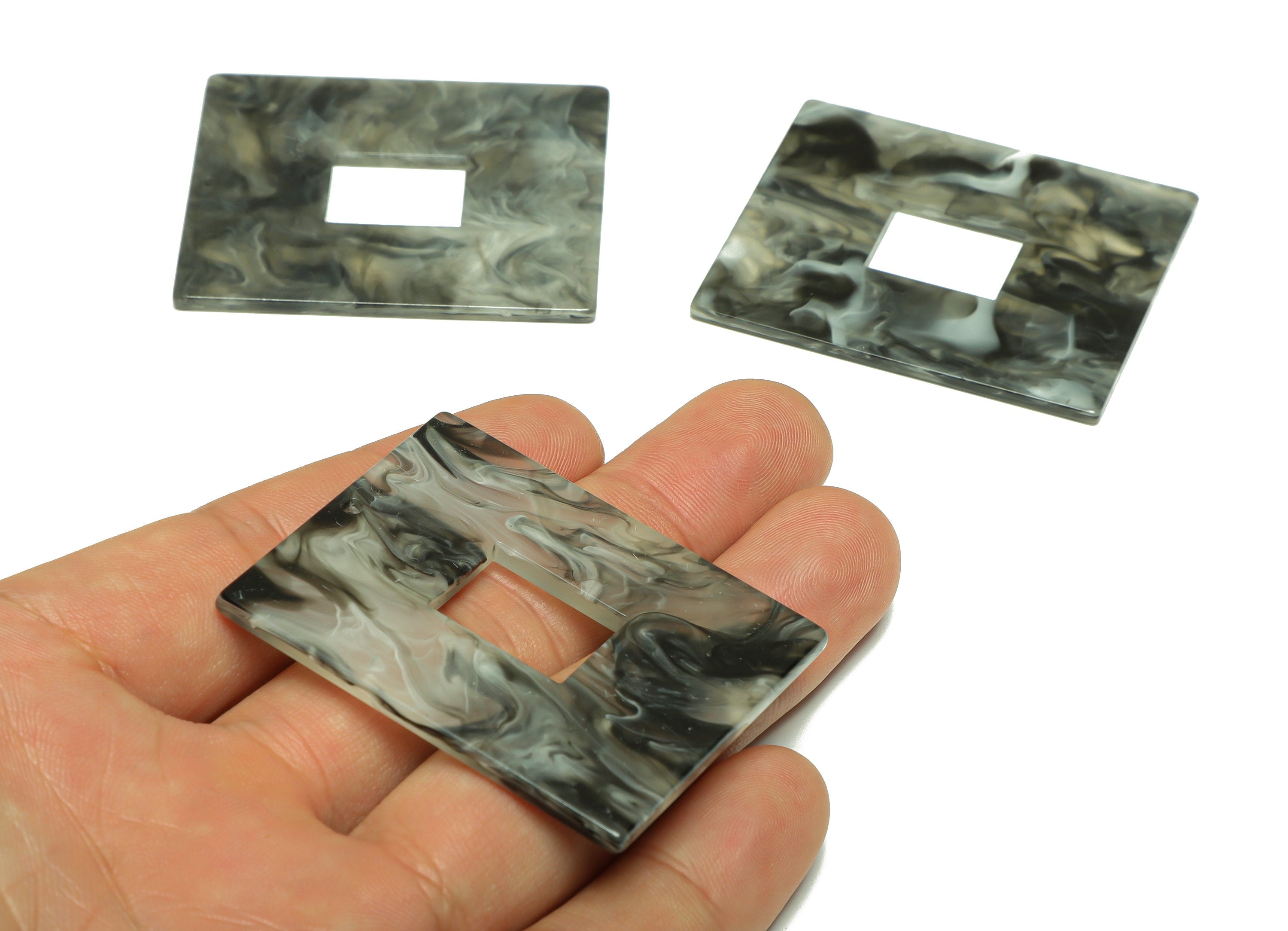 Acrylic Rectangle Charm - Acrylic Rainbow Pendant - Acrylic Earring Charm - Jewelry Making - Code:A965 - 49x39.89x2mm - AC2614-A965 - DOMEDBAZAAR