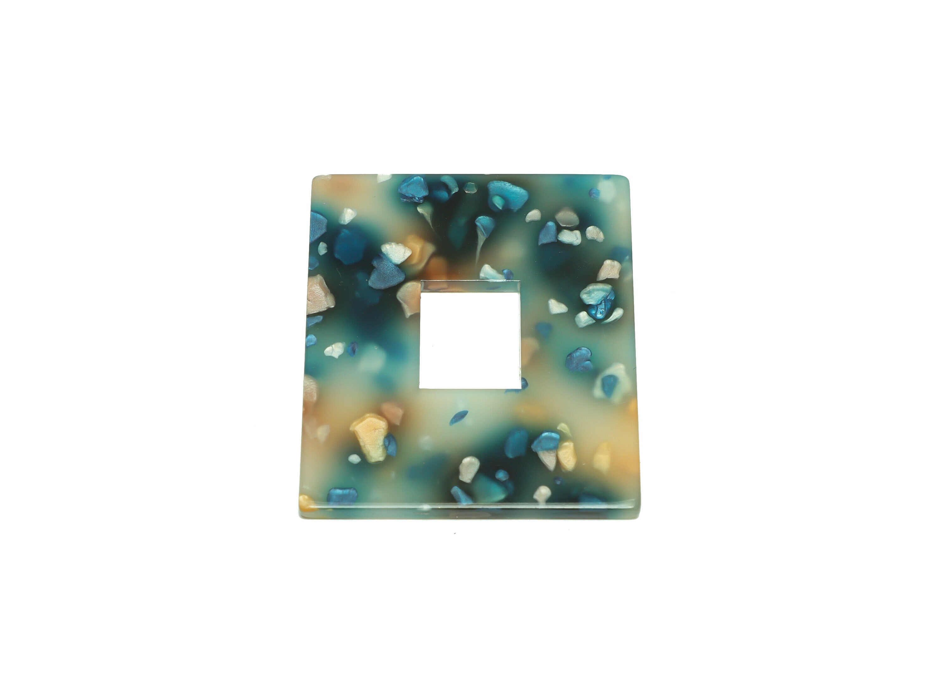 Acrylic Rectangle Charm - Acrylic Rainbow Pendant - Acrylic Earring Charm - Jewelry Making - Code:A600 - 49x39.89x2mm - AC2614-A600 - DOMEDBAZAAR