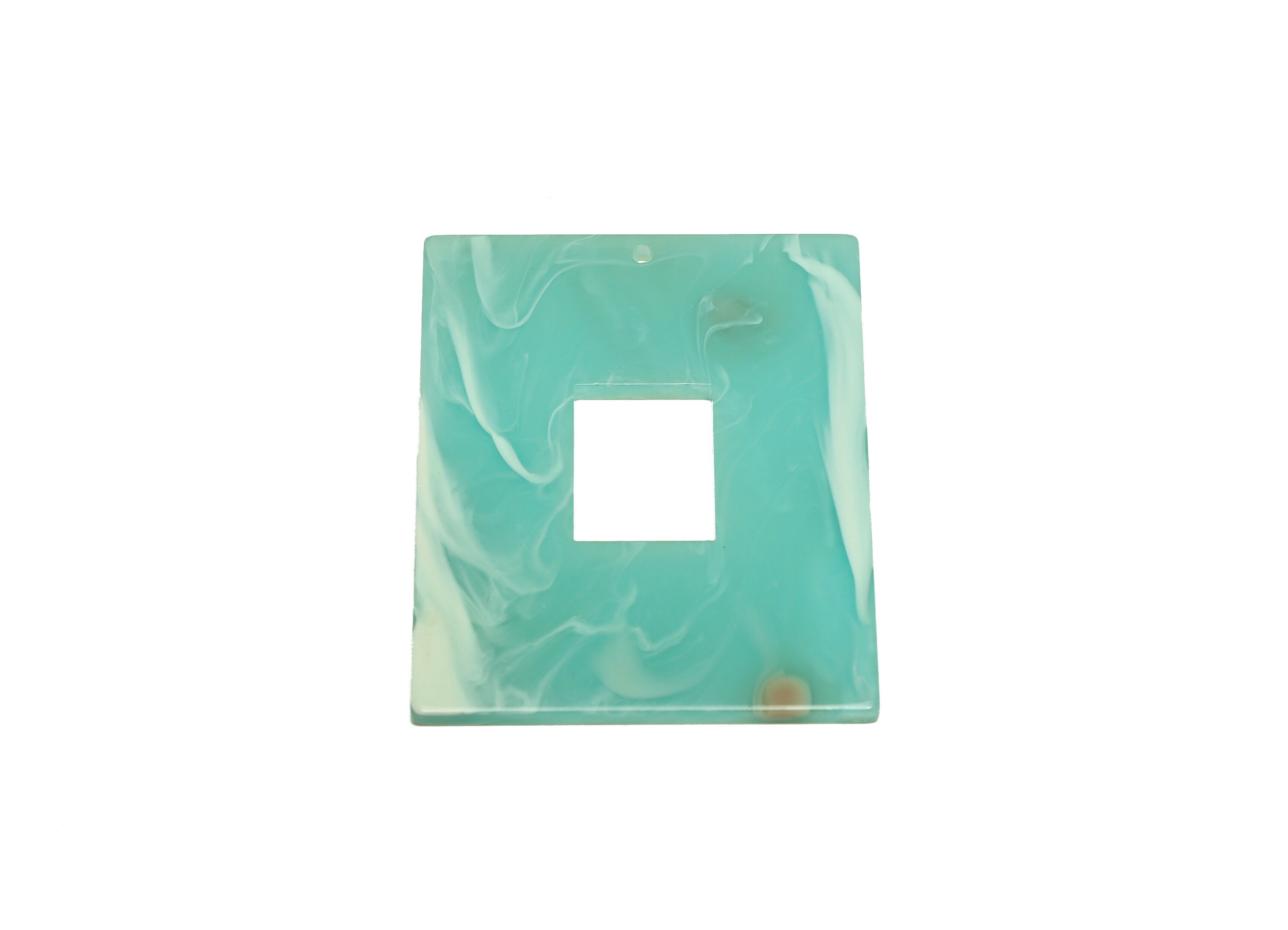 Acrylic Rectangle Charm - Acrylic Lake Blue Pendant - Acrylic Aqua Earring Charm - Jewelry Making - Code:A969 - 49x39.89x2mm - AC2614-A969 - DOMEDBAZAAR