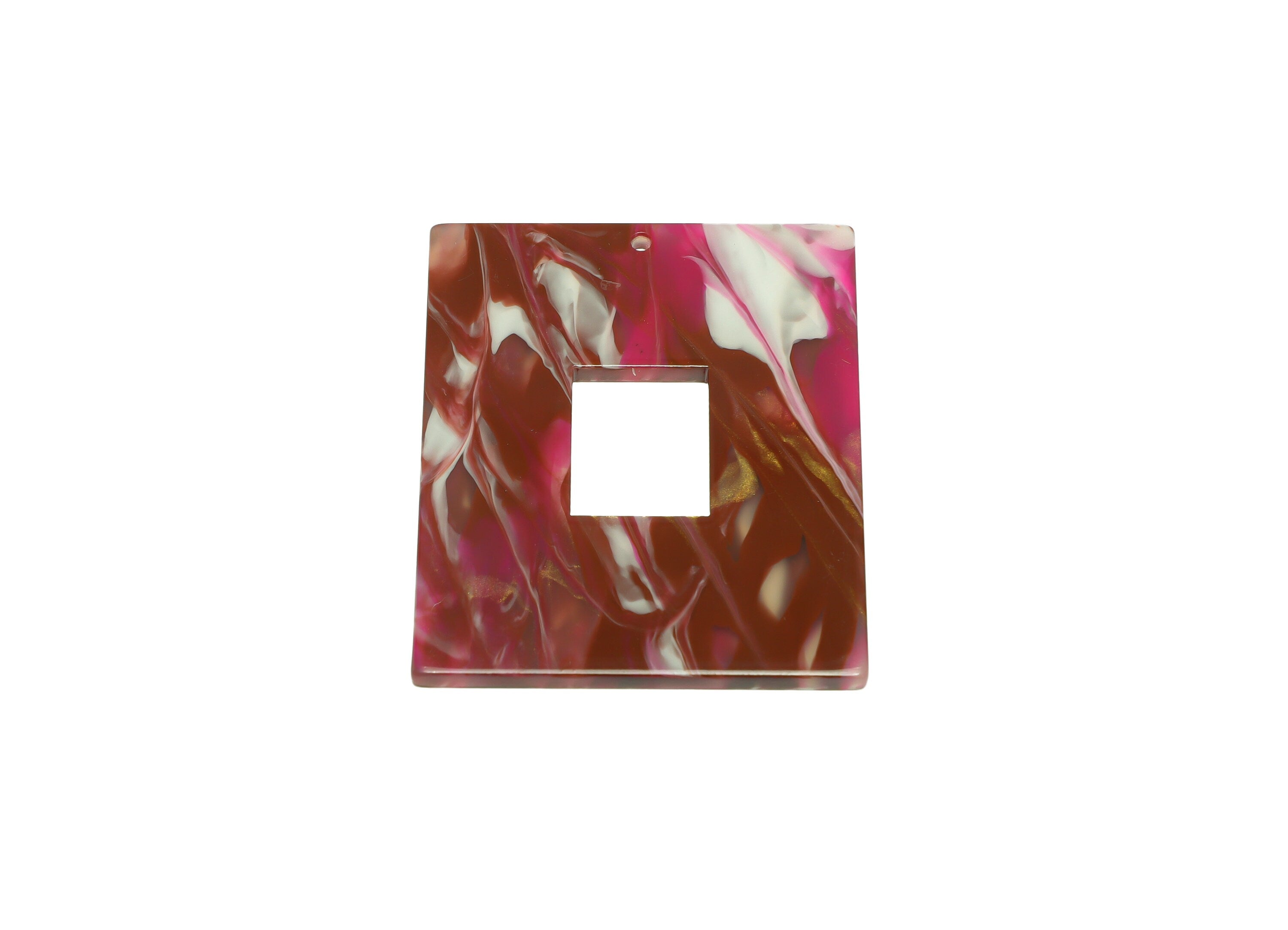 Acrylic Rectangle Charm - Acrylic Rainbow Pendant - Acrylic Earring Charm - Marbling Pattern- Code:A956 - 49x39.89x2mm - AC2614-A956 - DOMEDBAZAAR