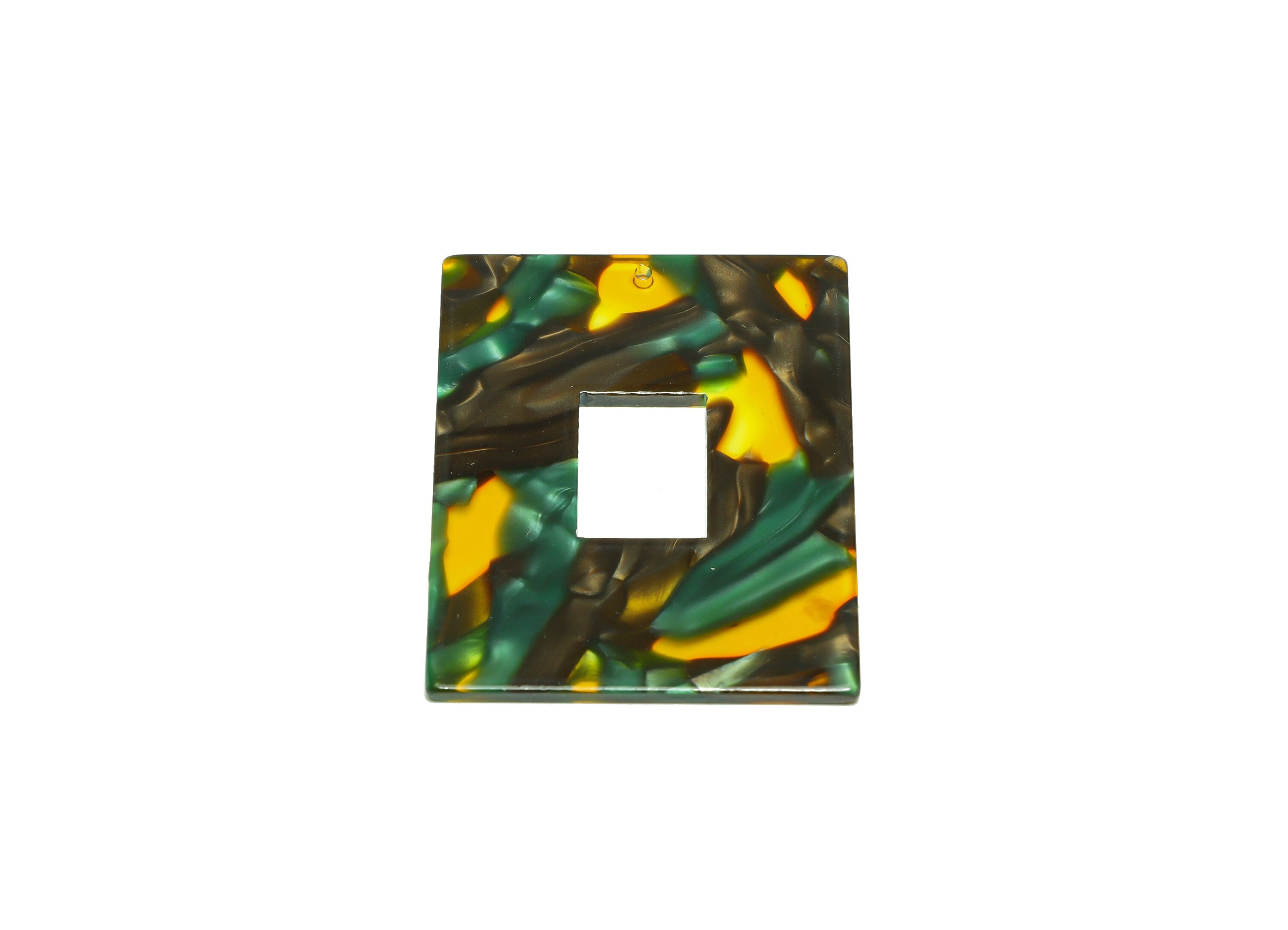 Acetate Rectangle Charm - Acetate Big Rectangle Pendant - Acetate Zebra Print Earring Charm - Code:A513 - 49x39.89x2mm - AC2614-A513 - DOMEDBAZAAR