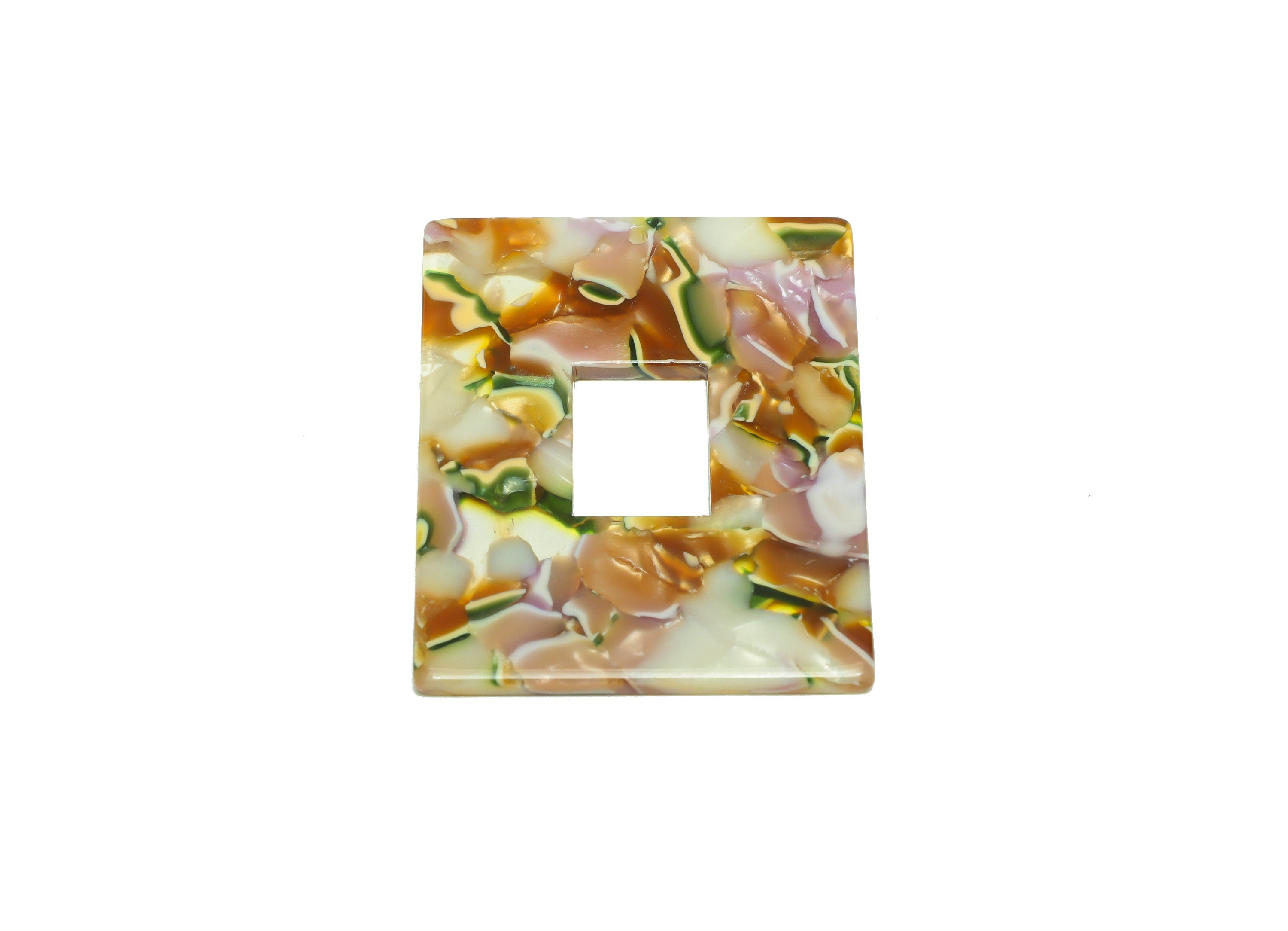 Acetate Rectangle Charm - Acetate Big Rectangle Pendant - Acetate Zebra Print Earring Charm - Code:A537 - 49x39.89x2mm - AC2614-A537 - DOMEDBAZAAR