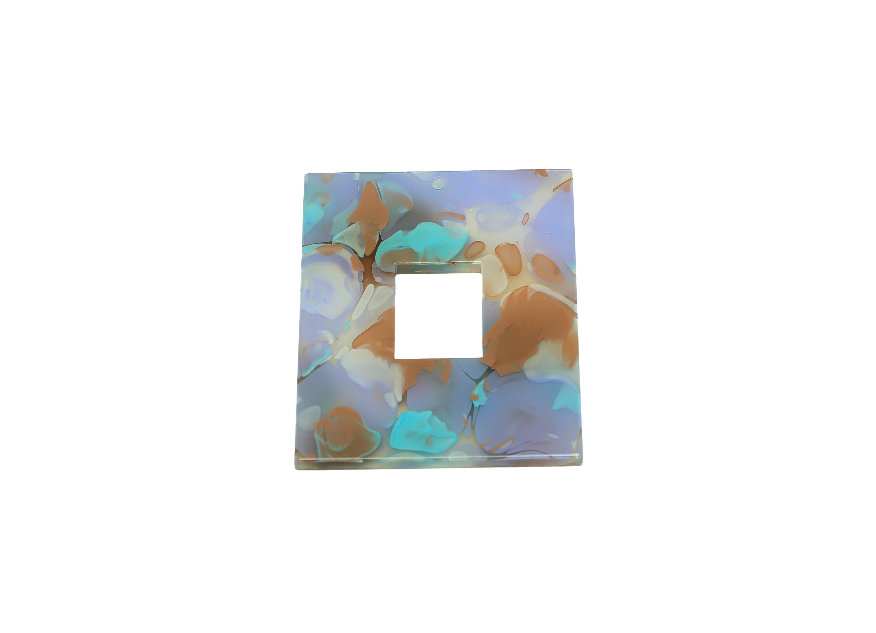 Acrylic Rectangle Charm - Acrylic Rainbow Pendant - Acrylic Earring Charm - Marbling Pattern - Code:A584 - 49x39.89x2mm - AC2614-A584 - DOMEDBAZAAR