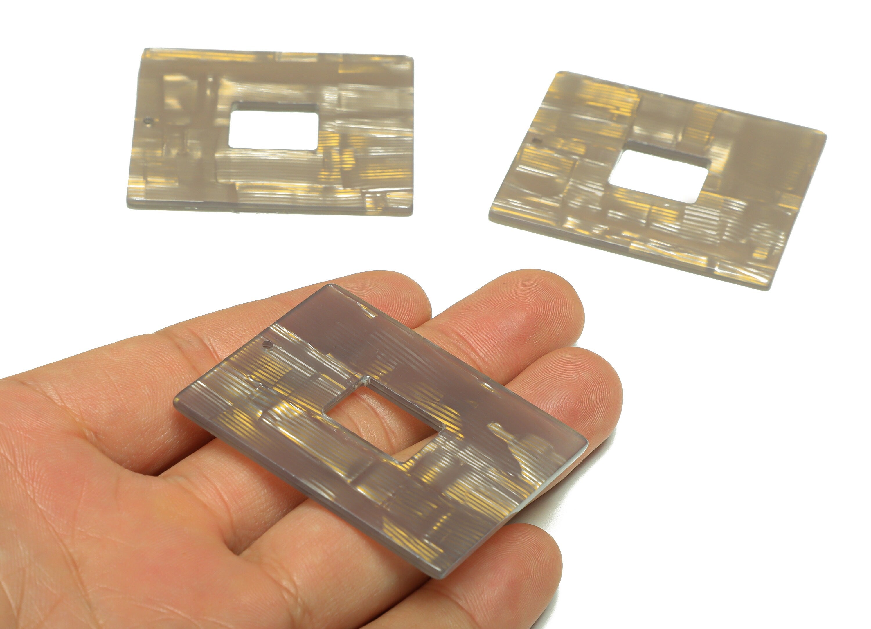 PVC Rectangle Charm - Rectangle Mix Color Pendant - PVC Earring Charm - Jewelry Making - Code:A962 - 49x40x 2.42mm - AC2614-A962 - DOMEDBAZAAR