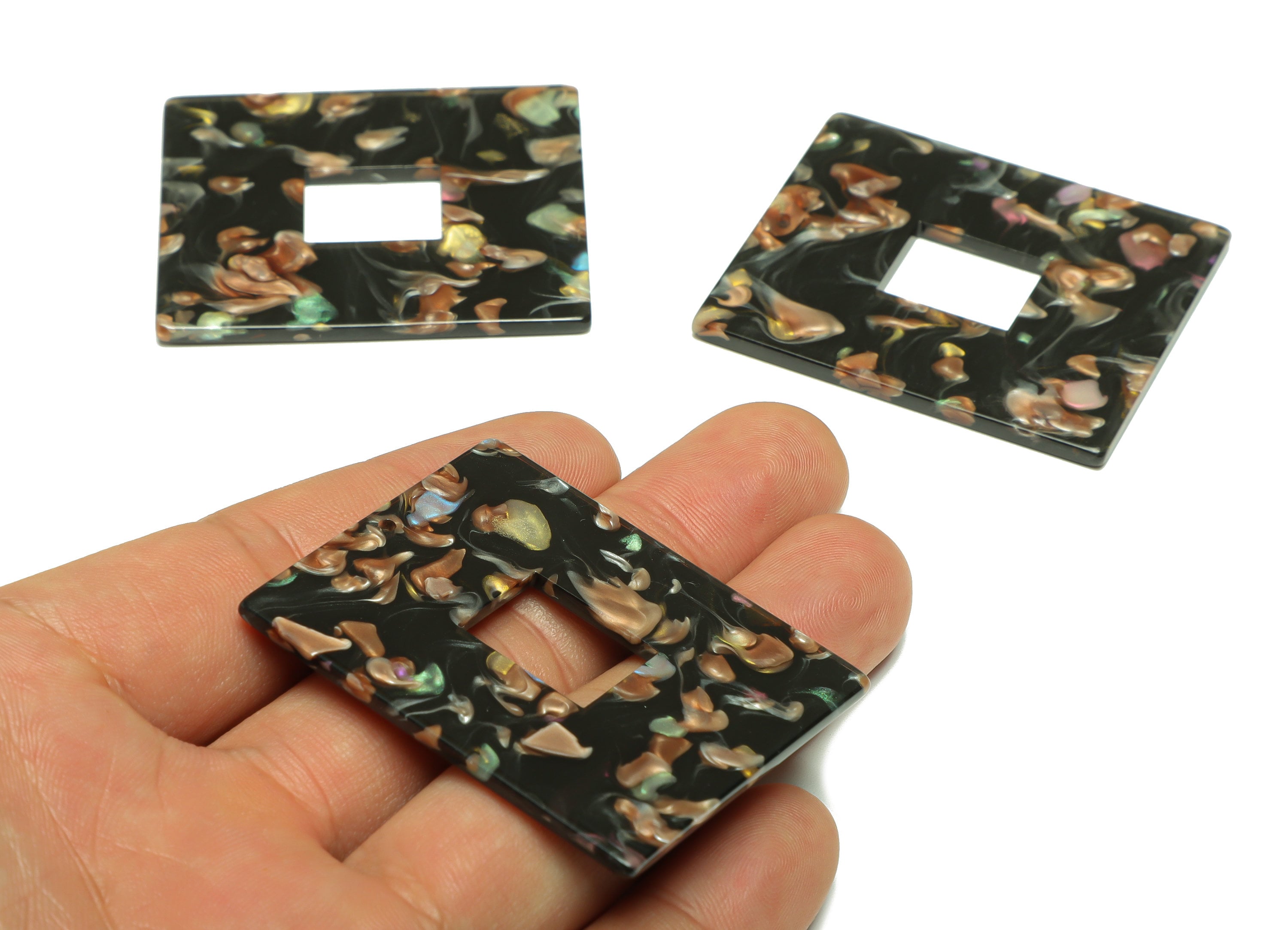 Acetate Rectangle Charm - Acetate Big Rectangle Pendant - Acetate Earring Charm - Code:A949 - 49x39.89x2mm - AC2614-A949 - DOMEDBAZAAR