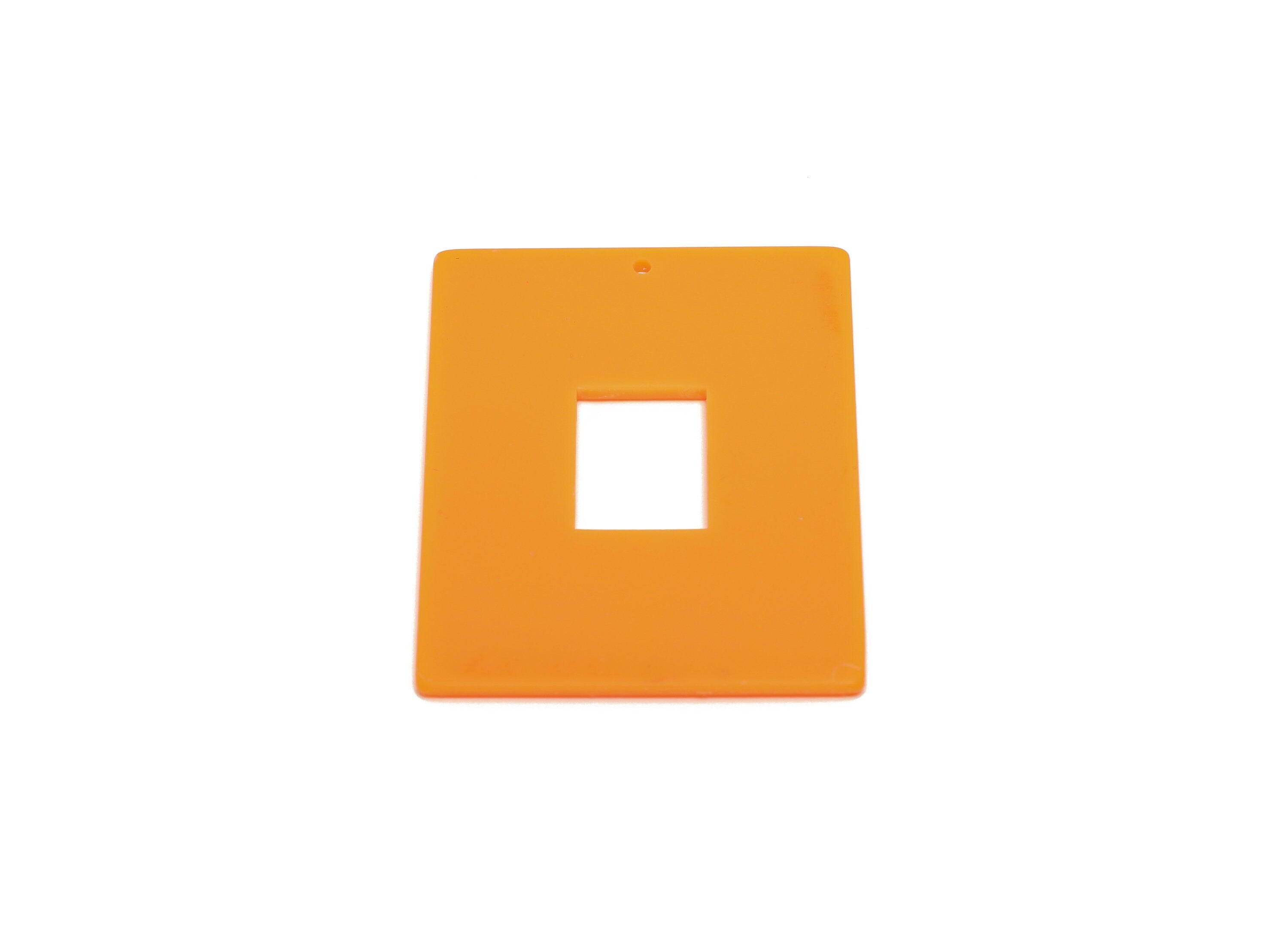 Acrylic Rectangle Charm - Acrylic Orange Pendant - Acrylic Earring Charm - Jewelry Making - Code:A482- 49x39.89x2mm - AC2614-A482 - DOMEDBAZAAR