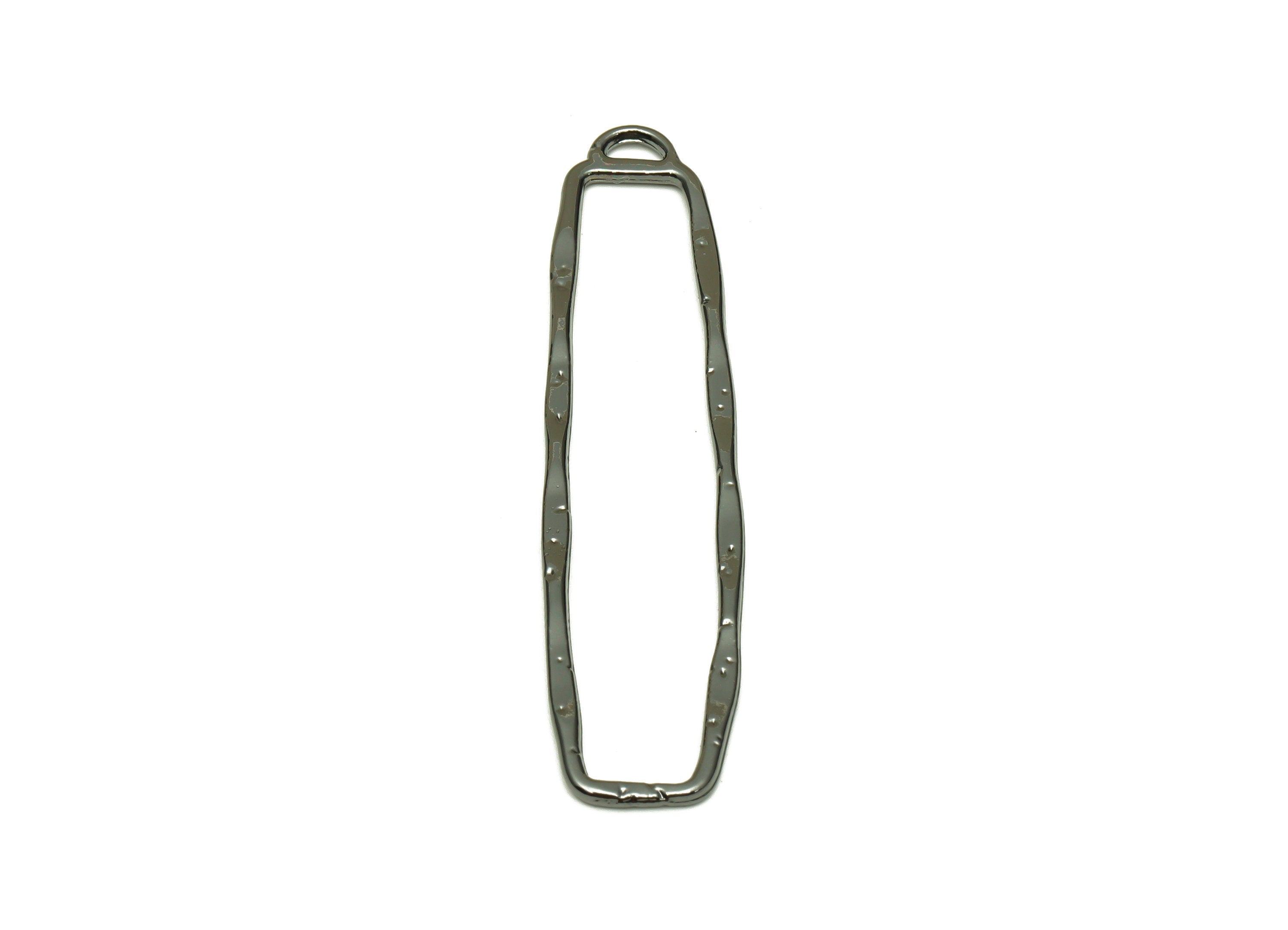 Alloy Rectangle Earring Charms - Gunmetal Textured Rectangle Pendant - Gunmetal plating - Jewelry Supplies - 60.57x14.42x1.86mm - ZZ1741GM - DOMEDBAZAAR