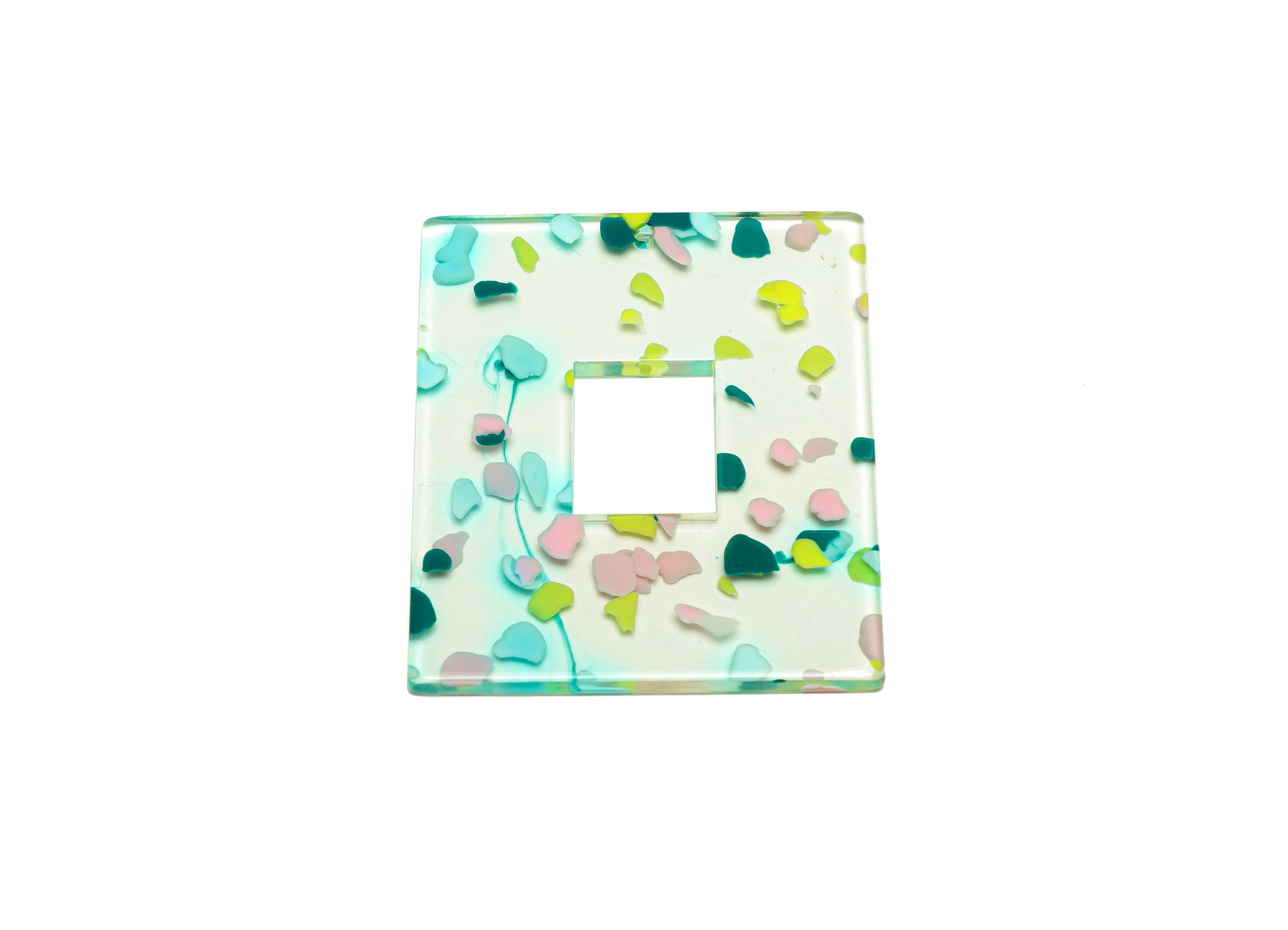 Acrylic Rectangle Charm - Acrylic Big Rectangle Pendant - Acrylic Earring Charm - Jewelry Making - Code:A222 - 49x39.89x2mm - AC2614-A222 - DOMEDBAZAAR