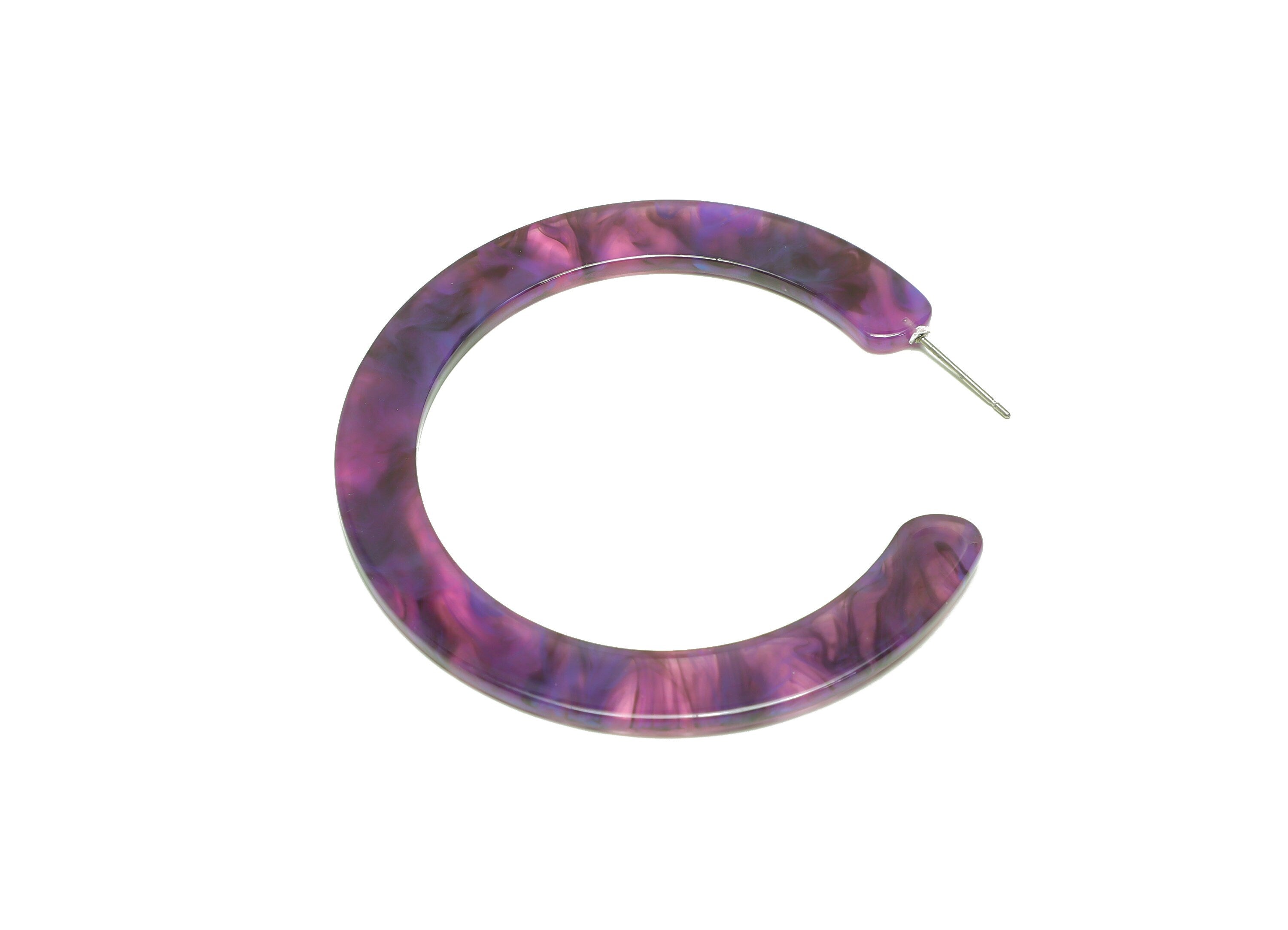 Acrylic Open Hoop Earrings Stud - Acrylic Hoop Earring - Acrylic Round Earring Post - Open Circle - Color Code:973 - 61x60x2mm - AC2615-A973 - DOMEDBAZAAR