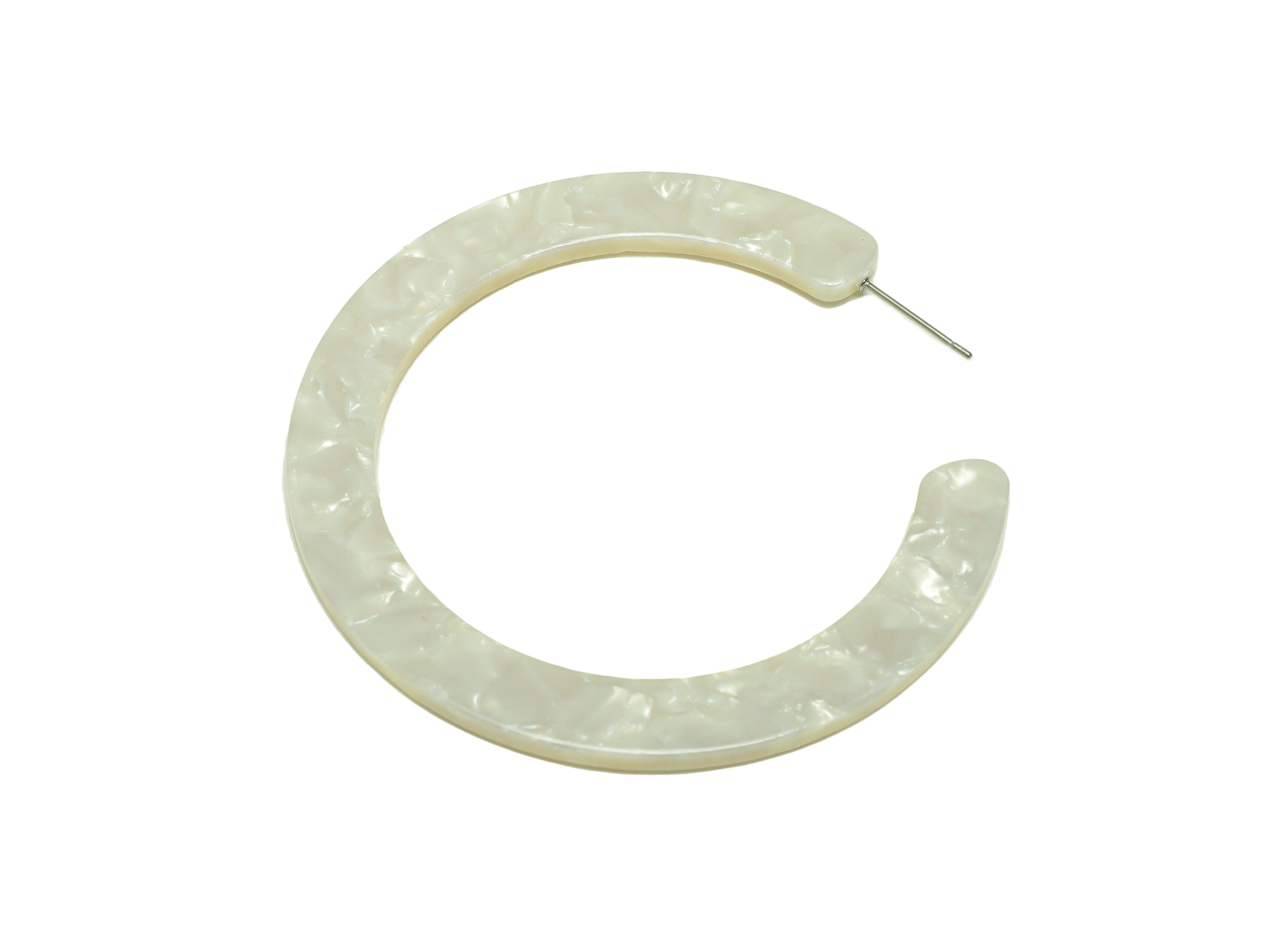Acetate Open Hoop Earrings Stud - Acetate Hoop Earring -Acetate Round Earring Post - Open Circle - Color Code:12 - 61x60x2mm - AC2615-A12 - DOMEDBAZAAR