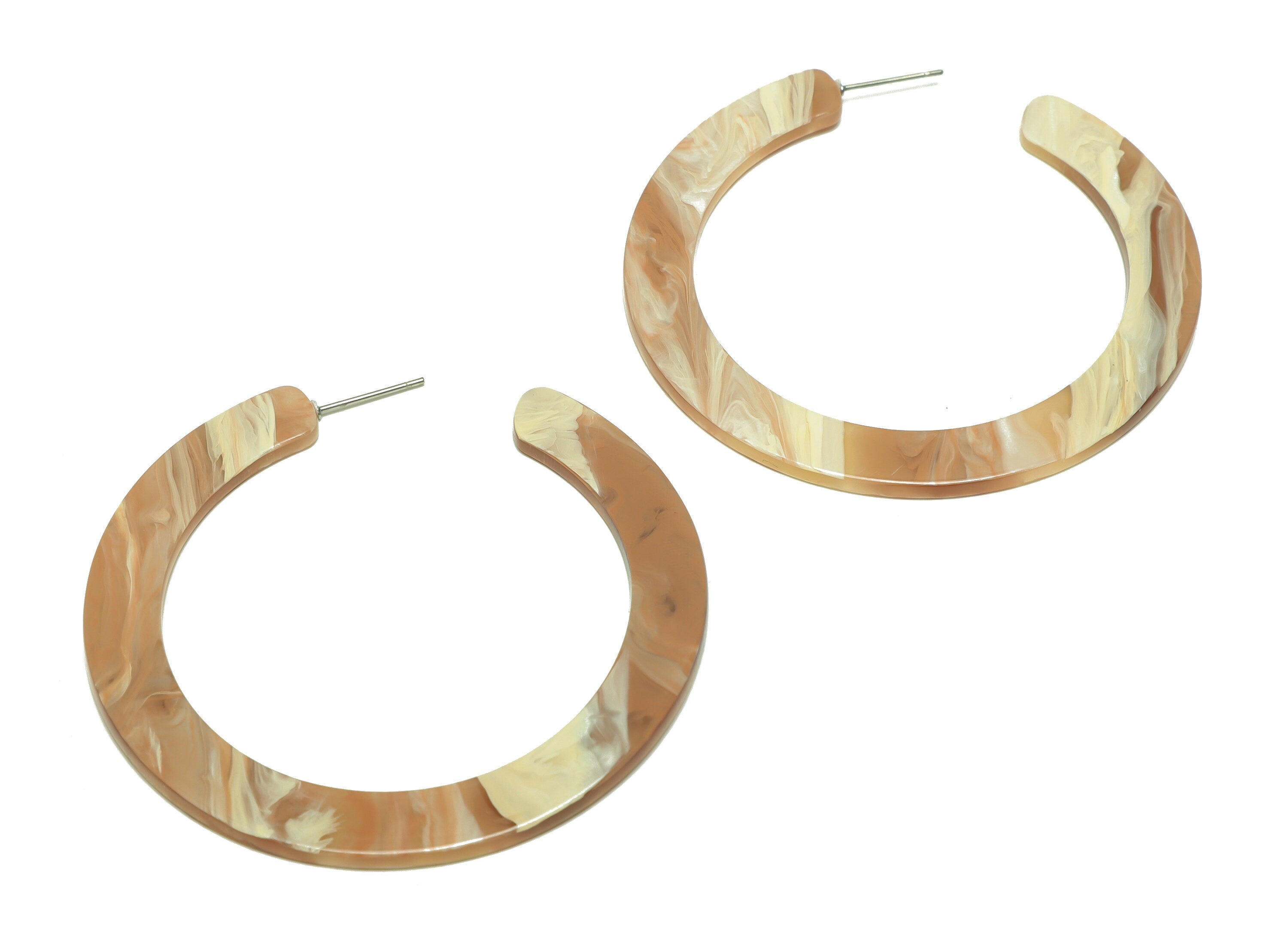 Acrylic Open Hoop Earrings Stud - Acrylic Hoop Earring - Acrylic Round Earring Post - Open Circle - Color Code:961 - 61x60x2mm - AC2615-A961 - DOMEDBAZAAR
