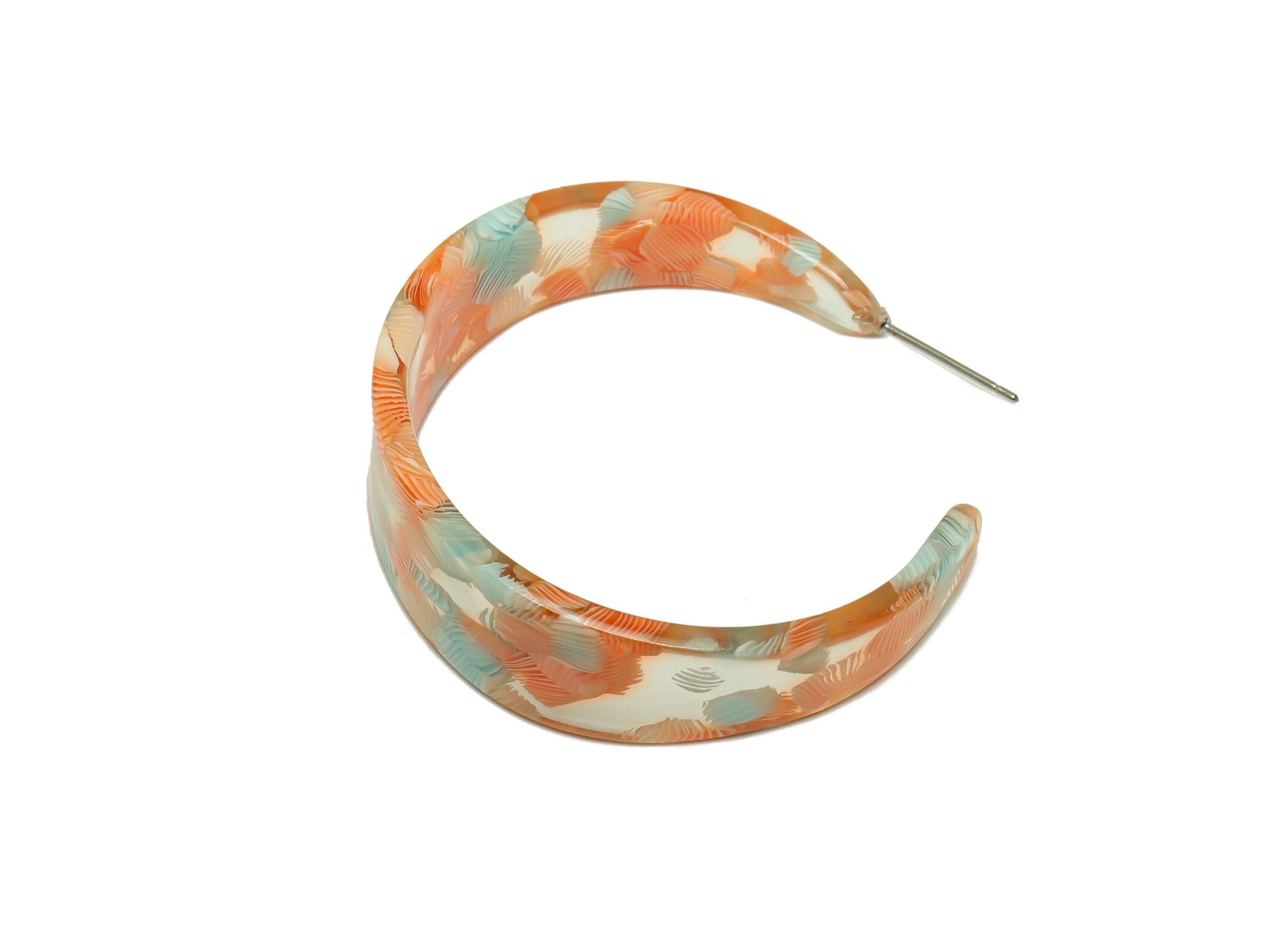 Acetate Hoop Earrings Stud -Acetate Wide Open Hoop Earring - Earring Post - Acetate Round Stud - Color Code:976- 43x43x3mm - AC2616-A976 - DOMEDBAZAAR