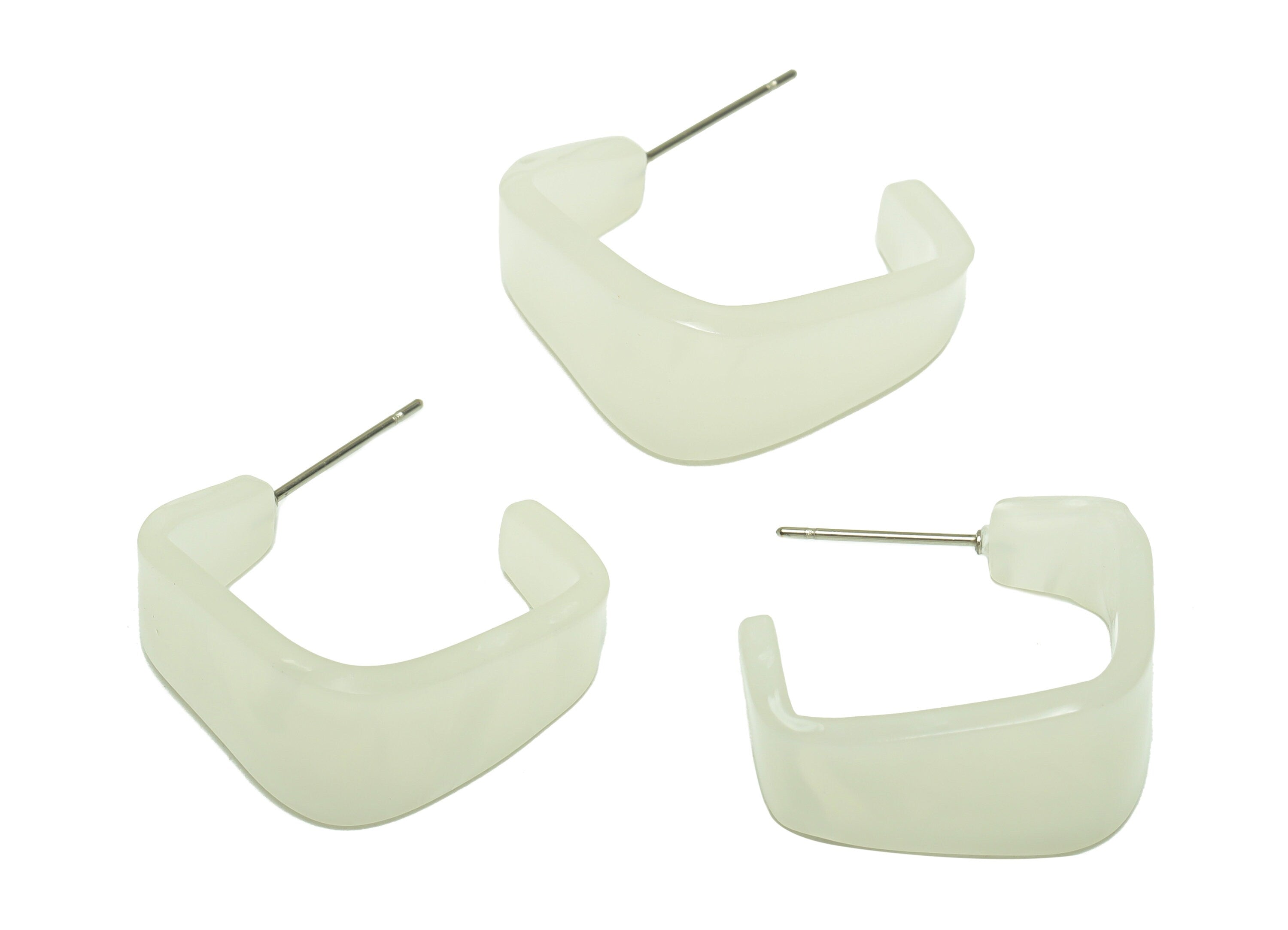 Acrylic Hoop Earrings Stud -Acrylic Wide Round Earring - Open Hoop Square Earring Post - Color Code:520- 26x21x2.8mm - AC2617-A520 - DOMEDBAZAAR