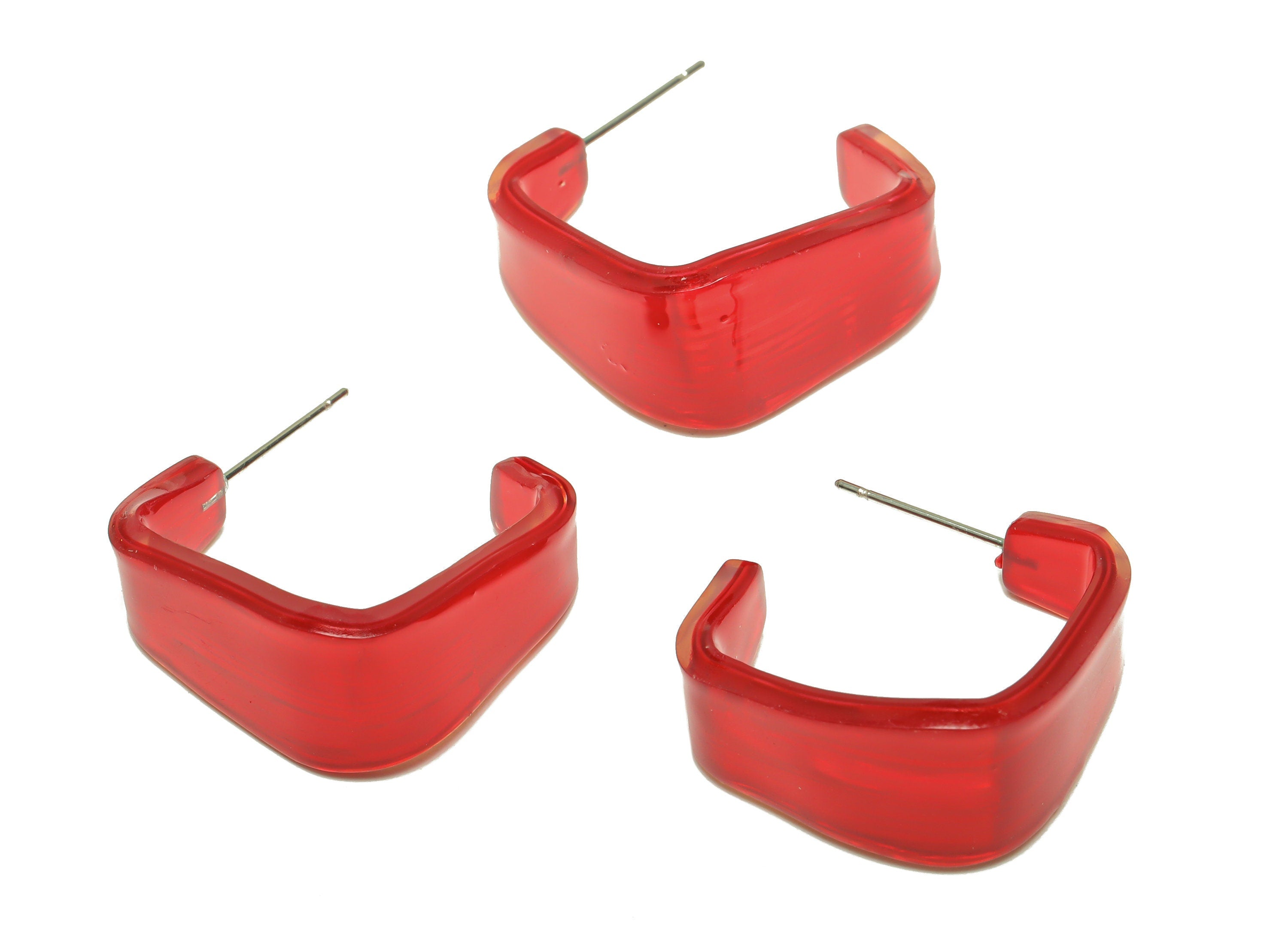 PVC Hoop Earrings Stud - PVC Wide Hoop Earring - Open Hoop Square Earring Post - Color Code:900- 26x21x2.8mm - AC2617-A900 - DOMEDBAZAAR