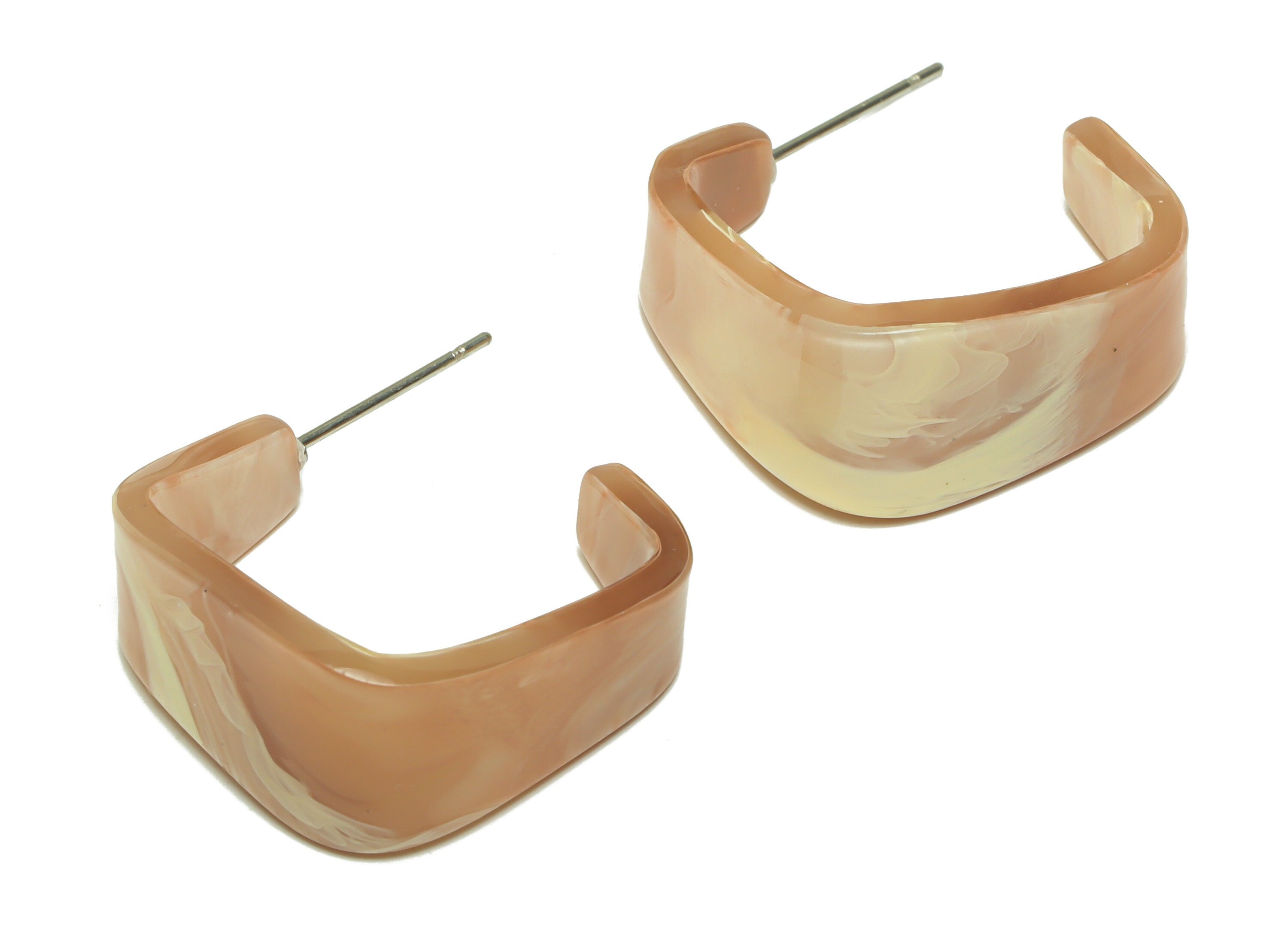 Acrylic Hoop Earrings Stud -Acrylic Wide Hoop Earring - Open Hoop Square Earring Post - Color Code:961- 26x21x2.8mm - AC2617-A961 - DOMEDBAZAAR