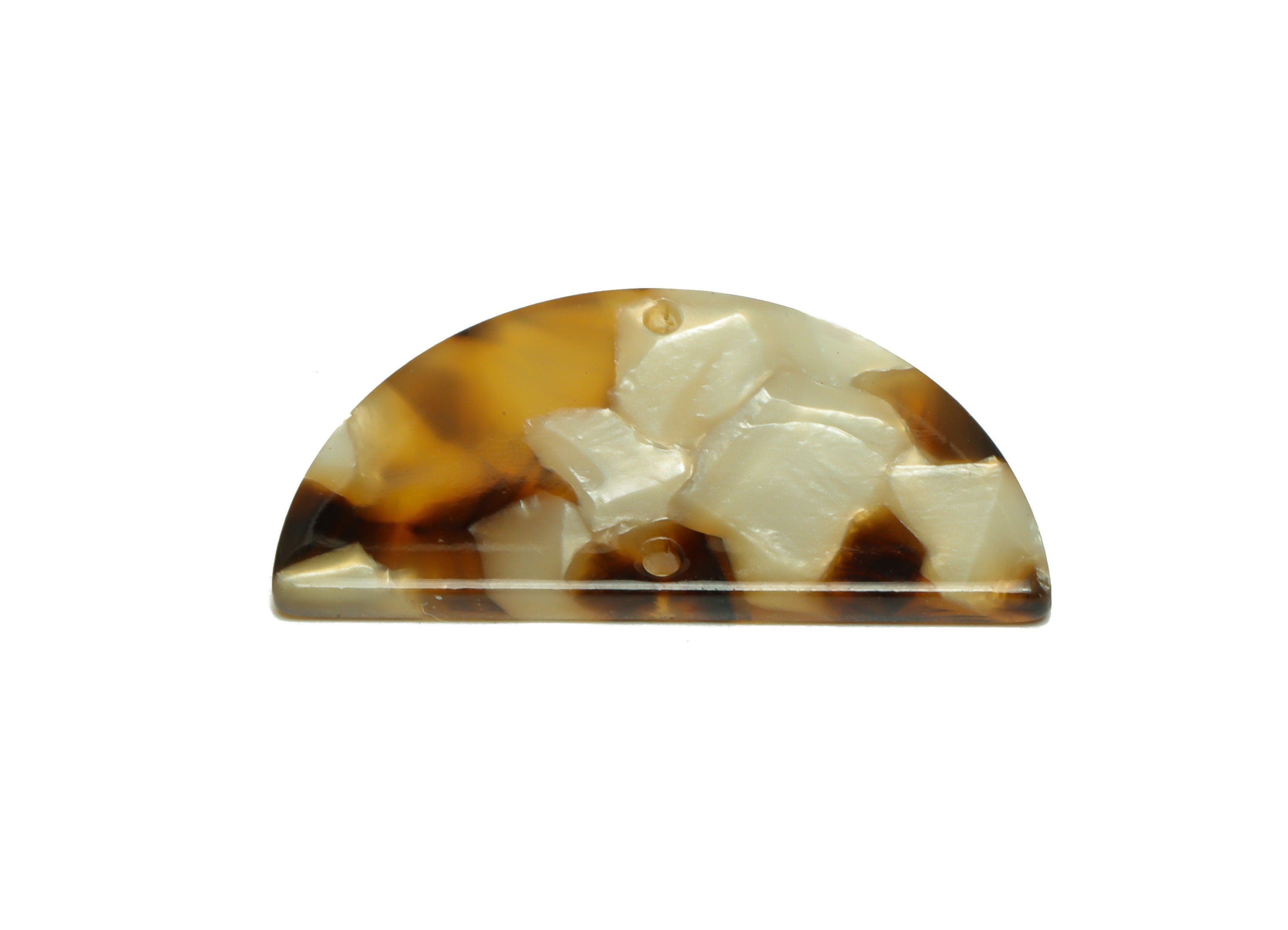 Acetate Semi Circle Connectors Charms - 2 Holes Half Moon Earrings - Tortoise Shell Earring - Color Code:A351 - 33x16x2.77mm - AC2619-A351 - DOMEDBAZAAR