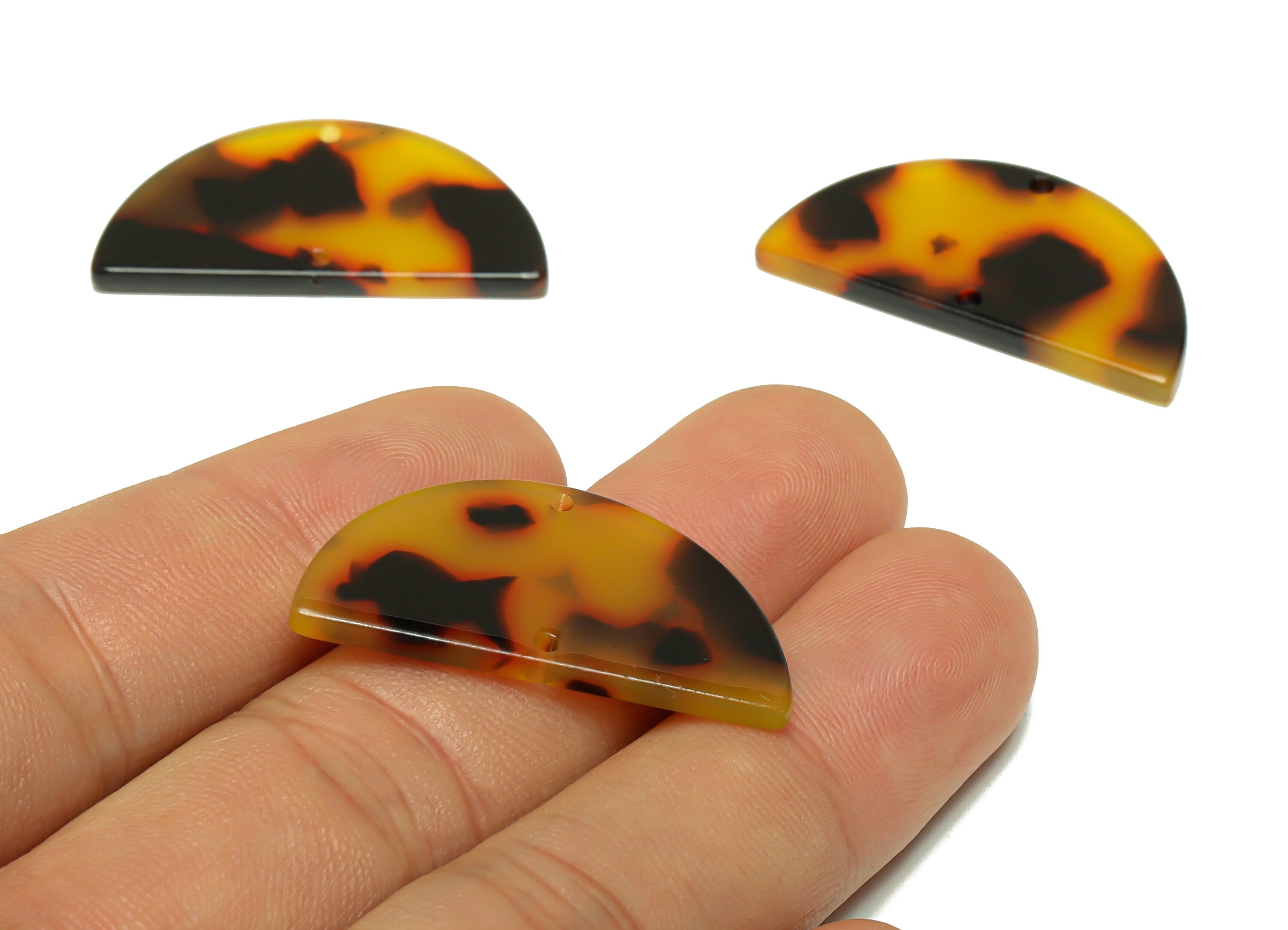 Acetate Semi Circle Connectors Charms - 2 Holes Half Moon Earrings - Acetate Tortoise Shell Earring- Color Code:A496-33x16x2mm -AC2619-A496 - DOMEDBAZAAR