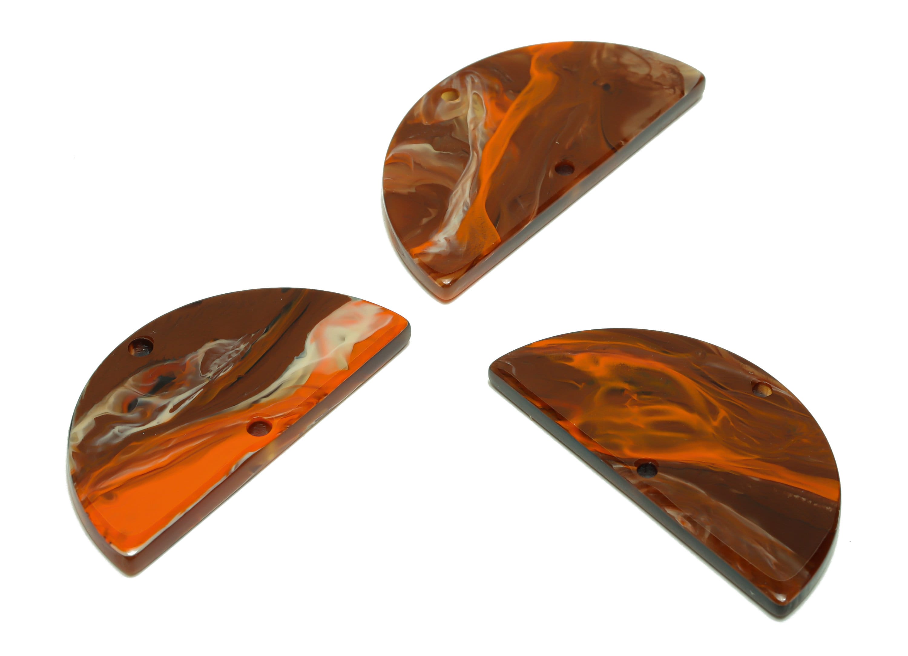 Acrylic Semi Circle Connectors Charms - 2 Holes Half Moon Earrings - Rainbow Earring Charm - Color Code:A937 - 33x16x2.77mm - AC2619-A937 - DOMEDBAZAAR