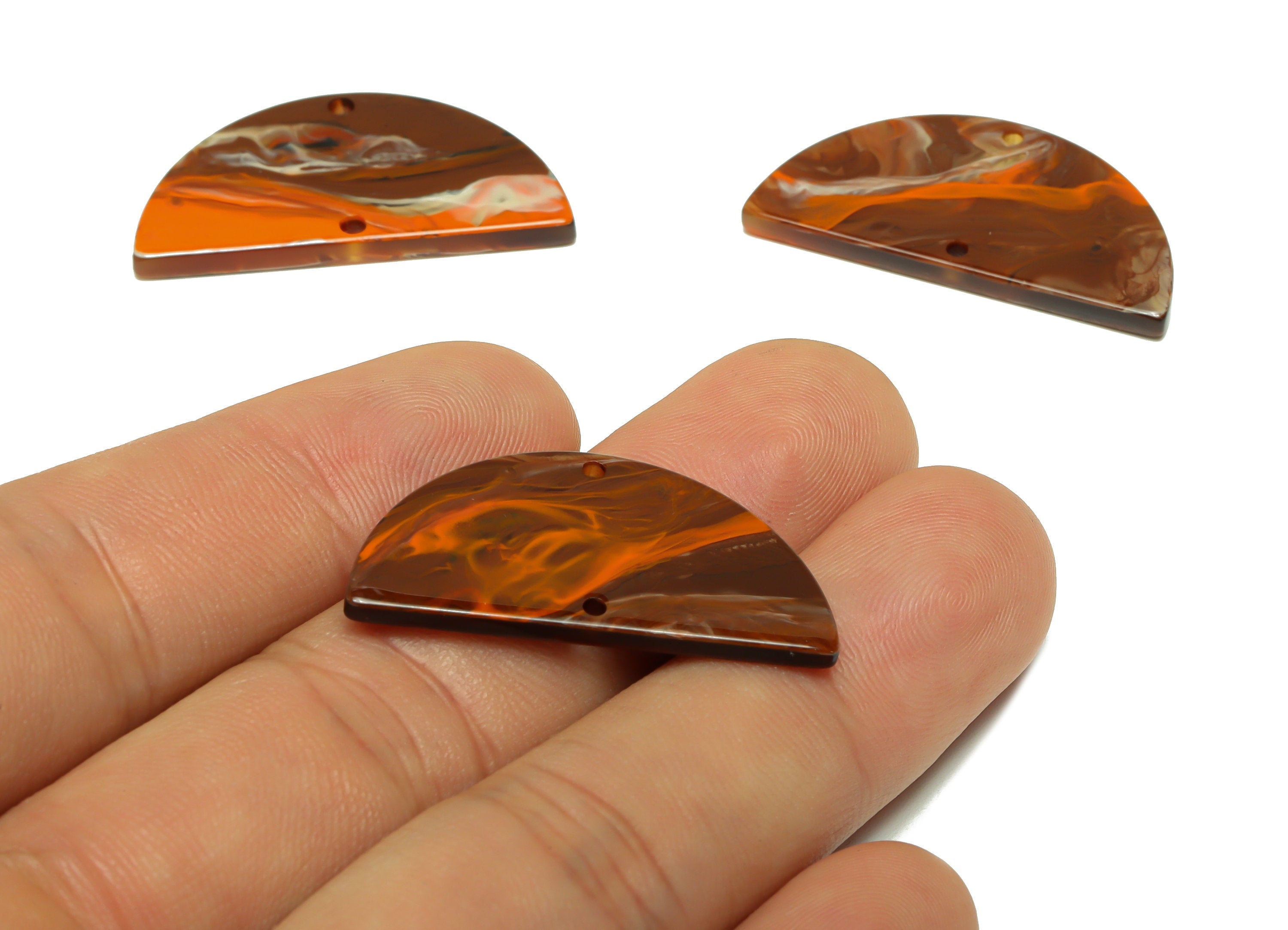 Acrylic Semi Circle Connectors Charms - 2 Holes Half Moon Earrings - Rainbow Earring Charm - Color Code:A937 - 33x16x2.77mm - AC2619-A937 - DOMEDBAZAAR