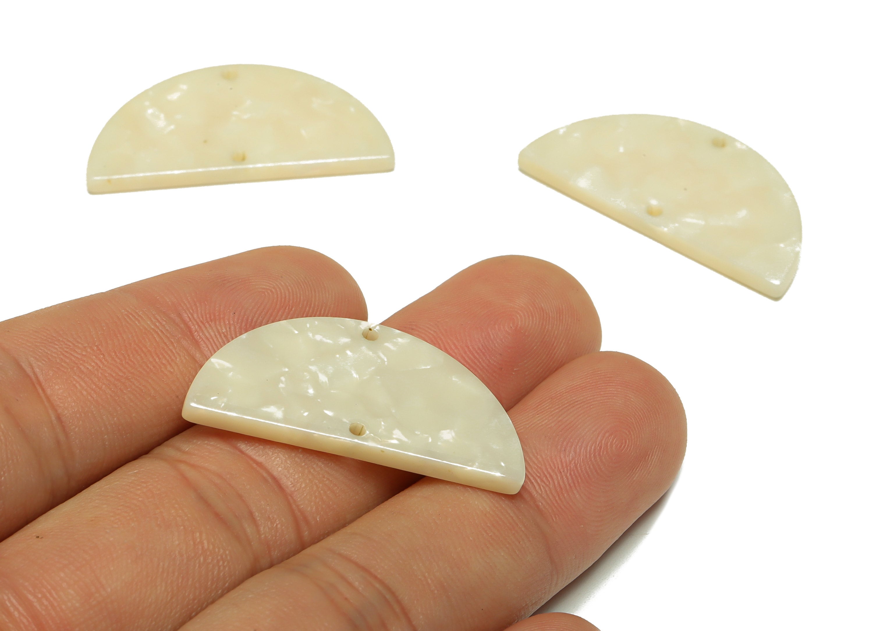 Acetate Semi Circle Connectors Charms - 2 Holes Half Moon Earrings - Acetate Ivory Earring Charm-Color Code:A32 - 33x16x2.77mm - AC2619-A32 - DOMEDBAZAAR