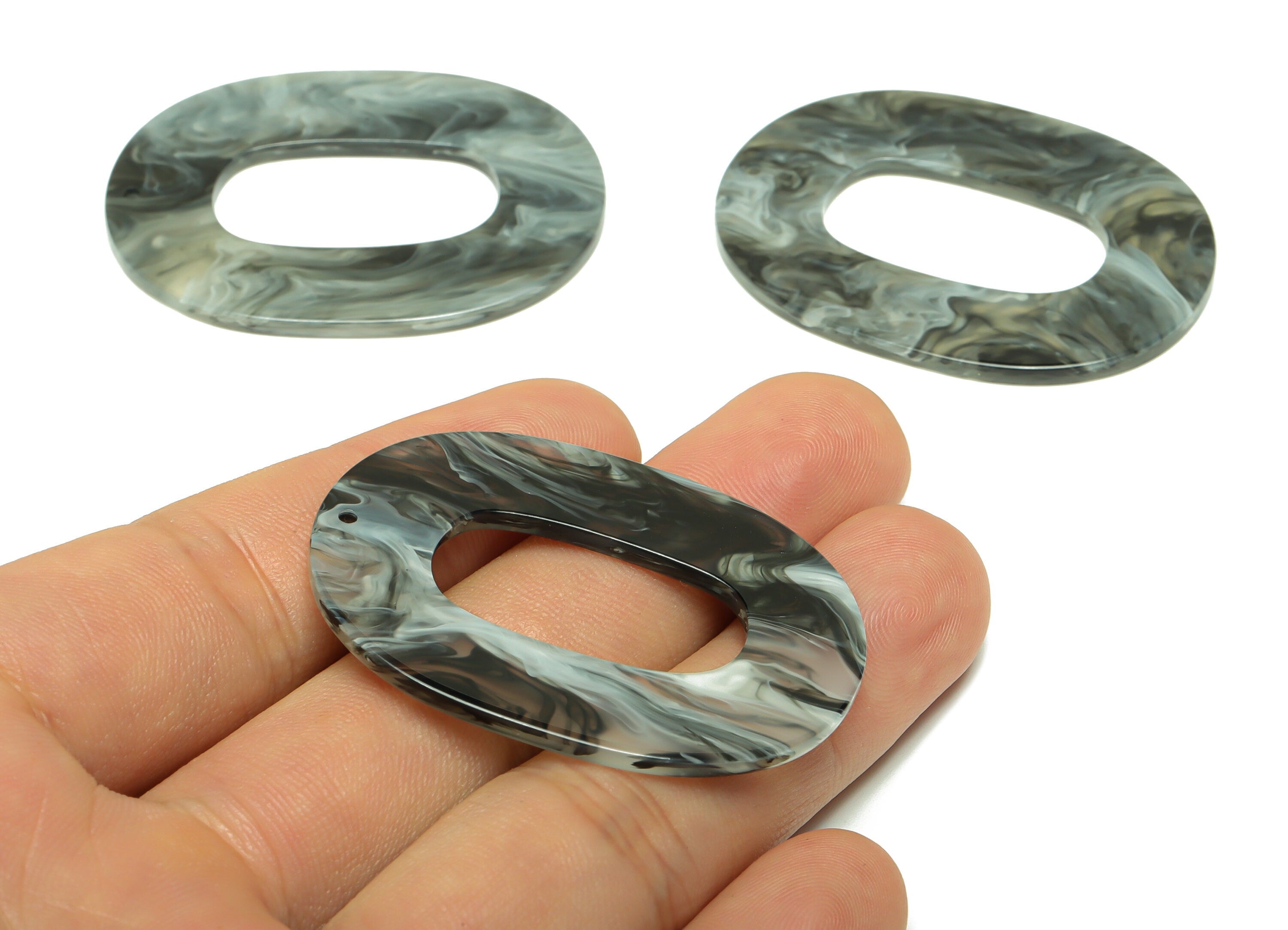 Acrylic Oval Charms - Oval Earrings and Pendant - Geometry Earring Findings - Smoke Acrylic Color- Color Code:A965 - 47x34x2mm - AC2618-A965 - DOMEDBAZAAR