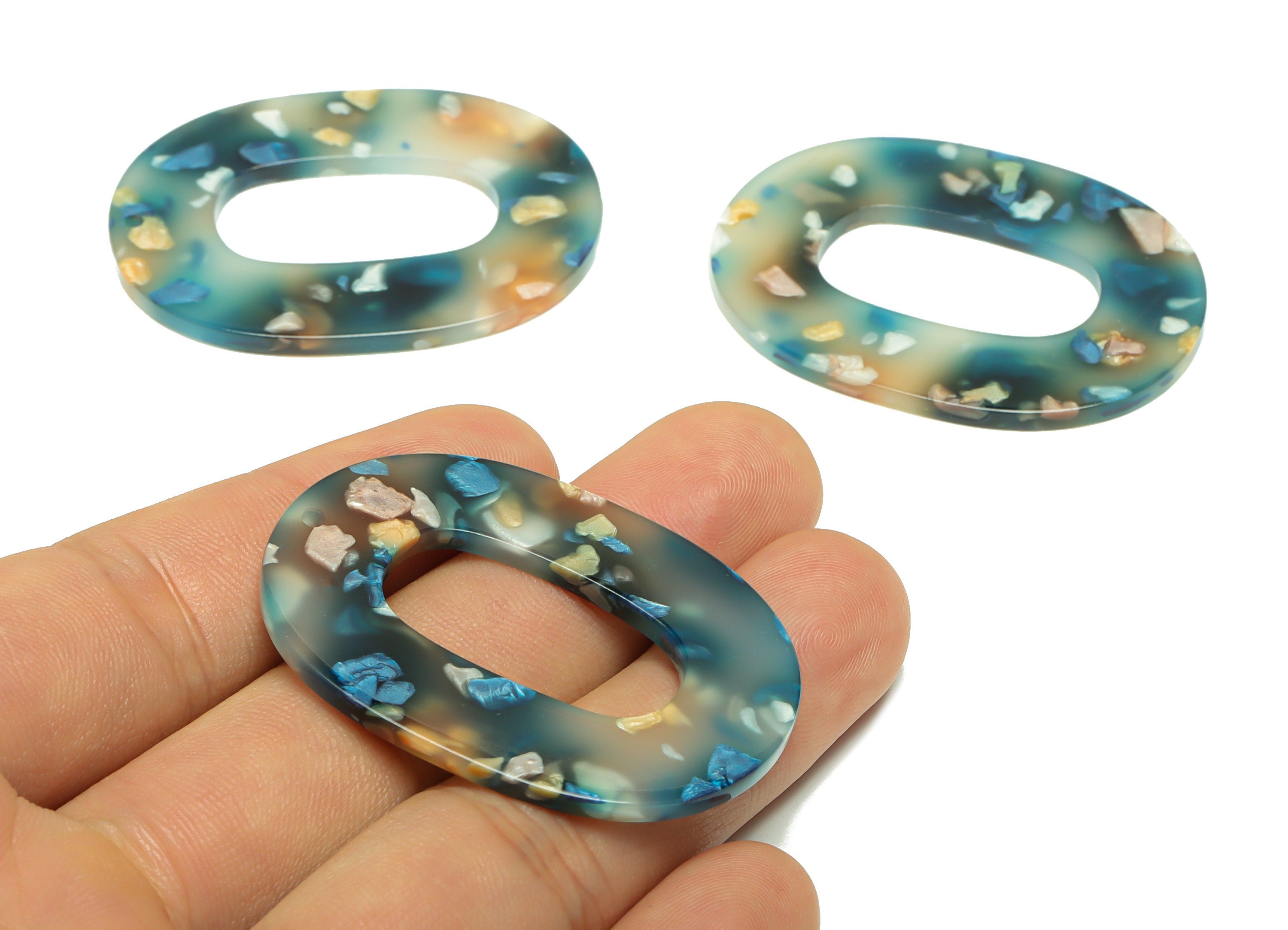 Acrylic Oval Charms - Oval Earrings and Pendant - Geometry Earring Findings - Jewelry Supplies - Color Code:A600 - 47x34x2mm - AC2618-A600 - DOMEDBAZAAR