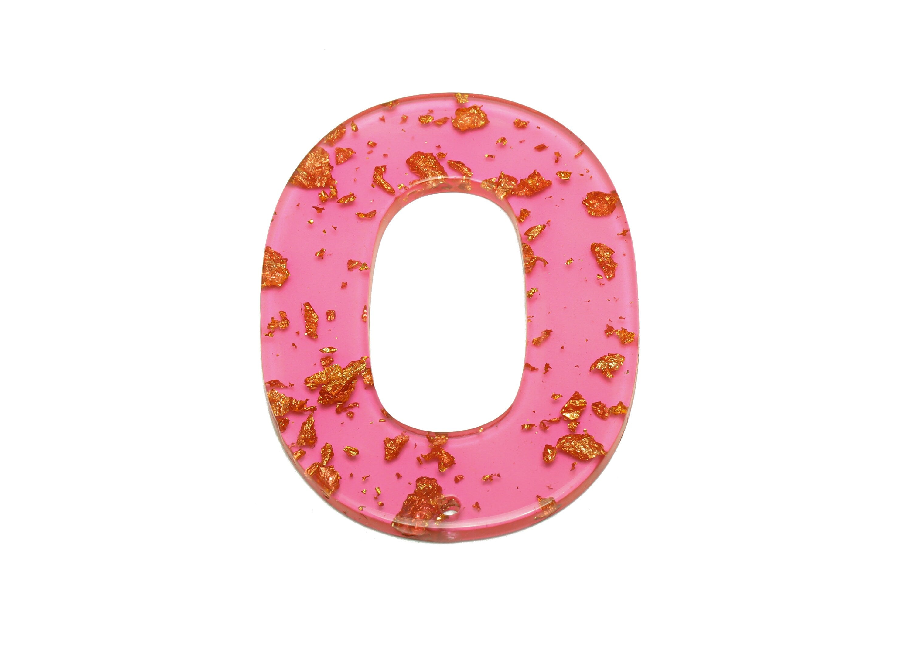 Acrylic Oval Charms - Oval Earrings and Pendant - Pink Transparent Gold Foil Charm - Color Code:A444 - 47x34x2mm - AC2618-A444 - DOMEDBAZAAR