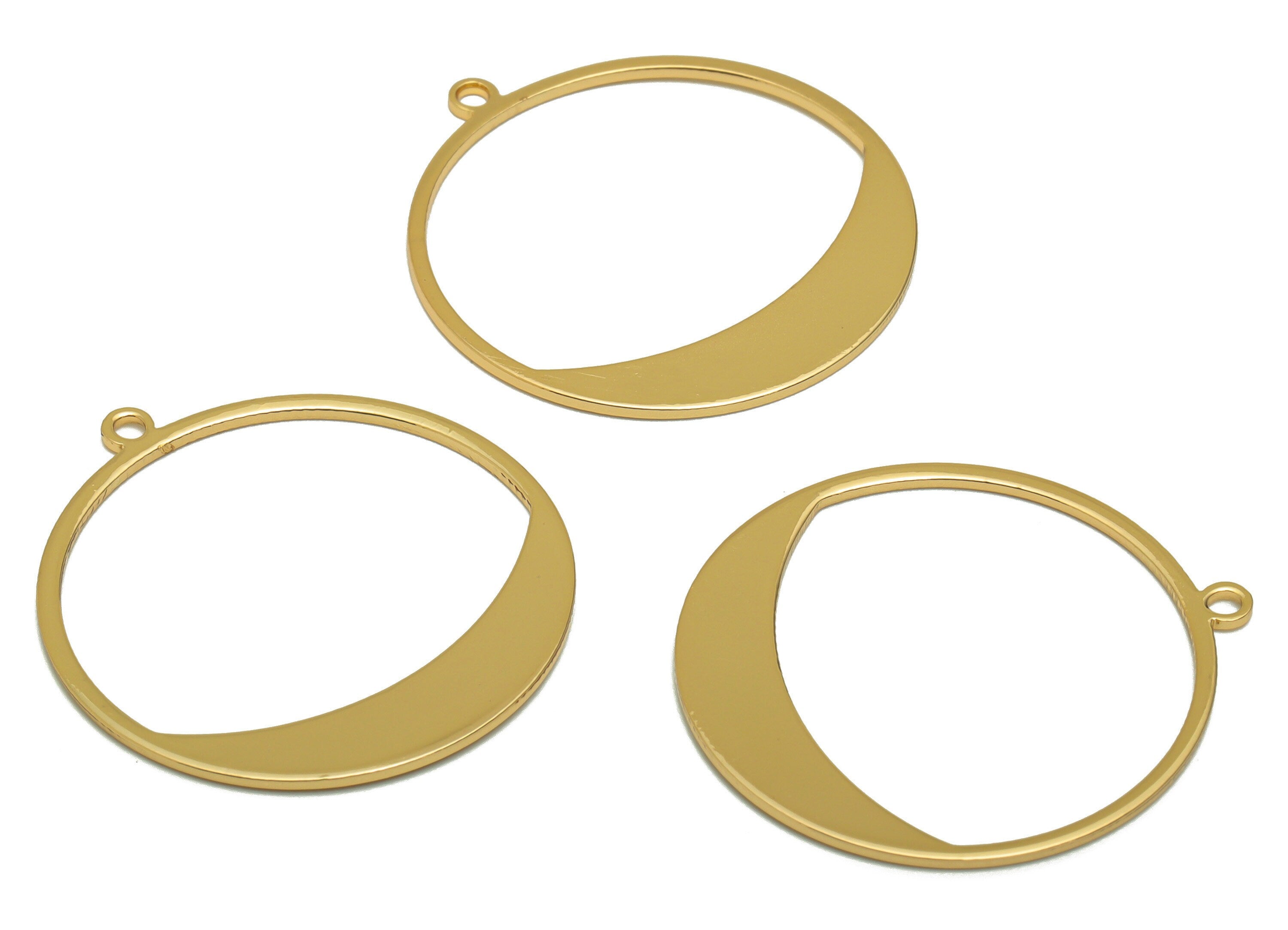 Brass Circle Charms - Brass Round Earring Charm - Brass Circle Pendant - KC Gold Tone Plating - 30.2x28.18x0.96mm - PP1816 - DOMEDBAZAAR