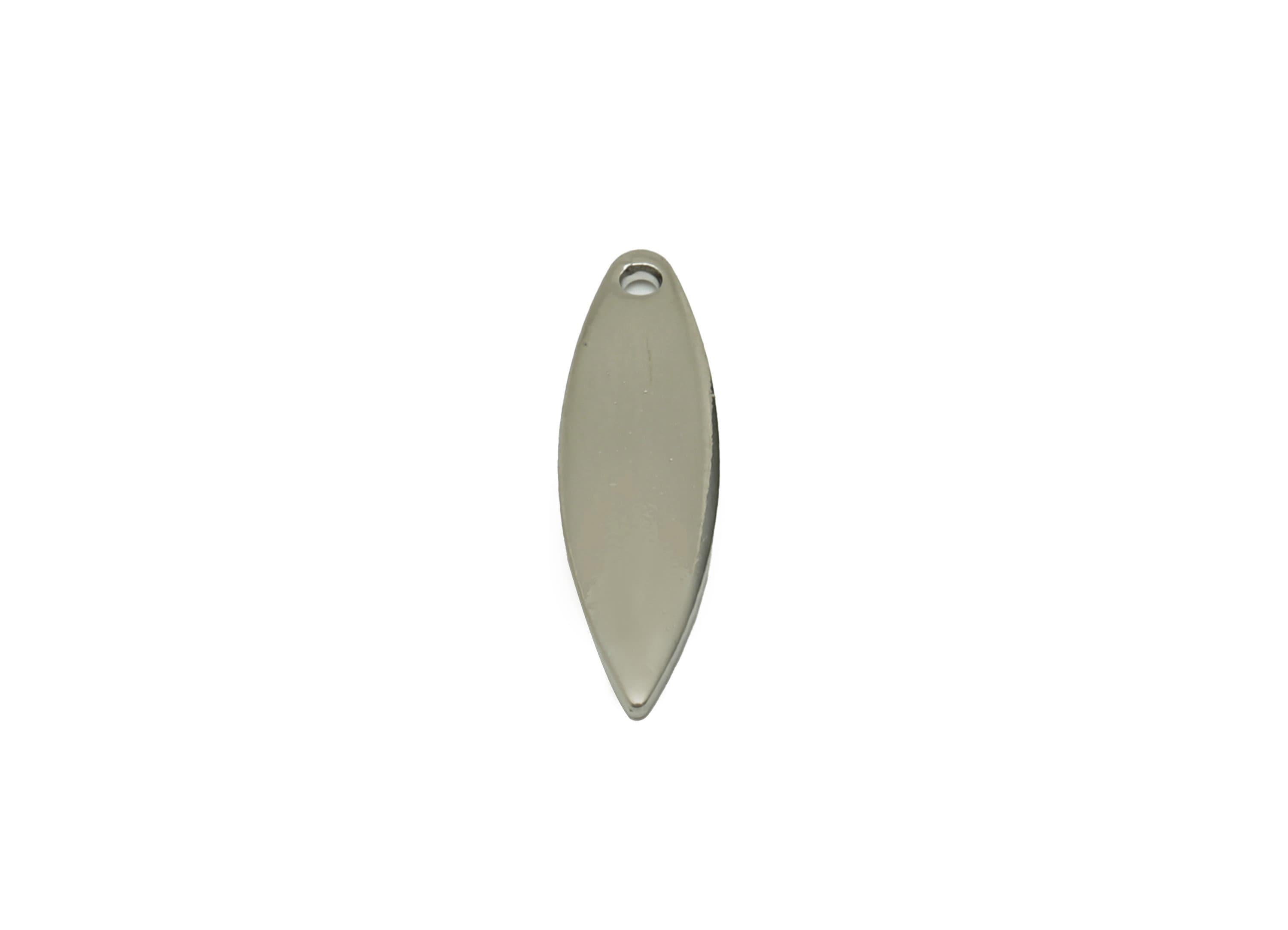 Brass Earring Charm - Semi Marquise Earring Charm - Marquise Necklace- Brass Pendant - 18K Real White Gold Plating - 17x5x 1.28mm - RGP6697S - DOMEDBAZAAR