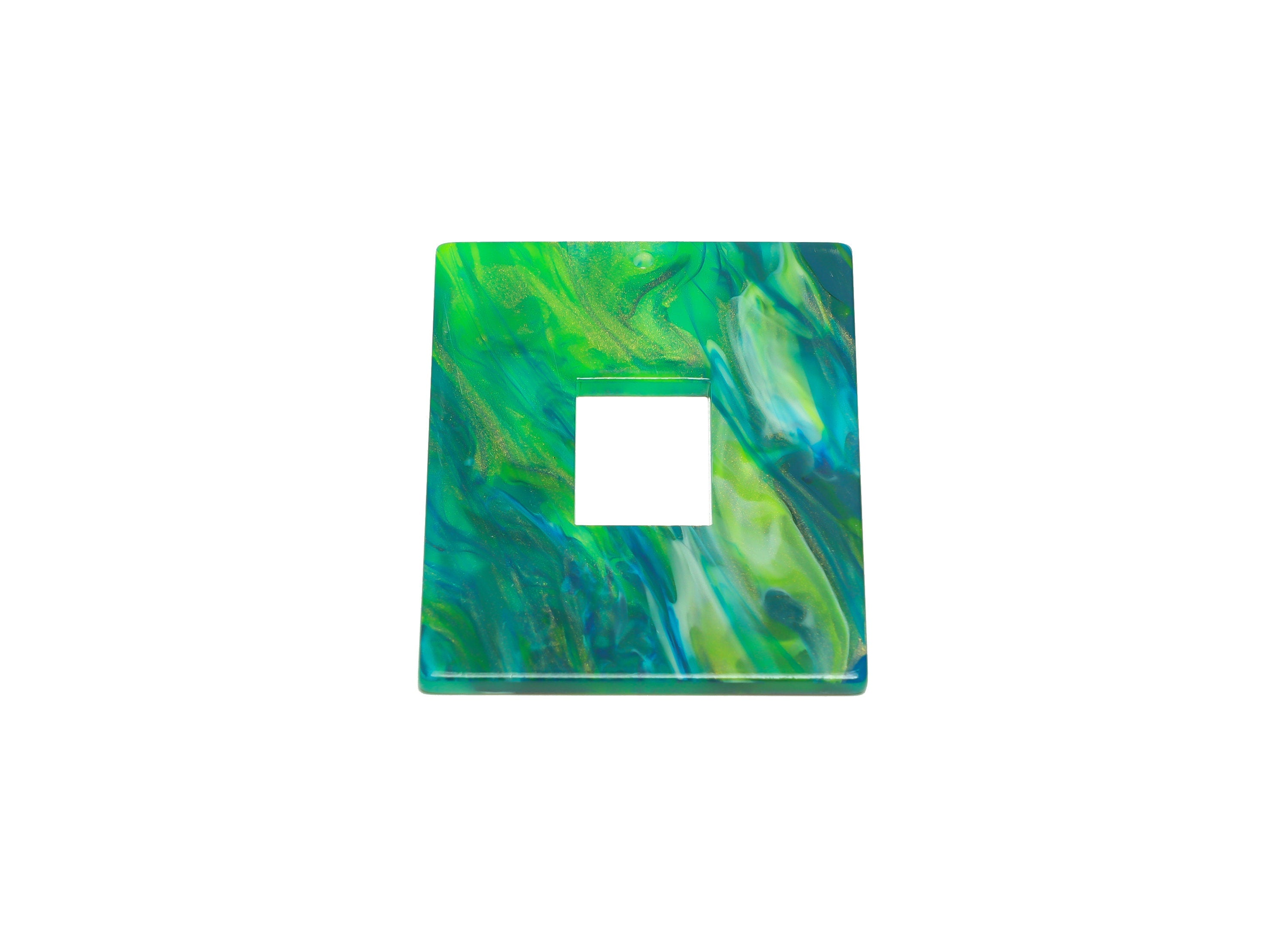Acrylic Summer Charm - Rectangle Van Gogh Pendant - Acrylic Green Earring Charm - Jewelry Making Supplies - 48.71x39.57x2.42mm - AC2614-A964 - DOMEDBAZAAR