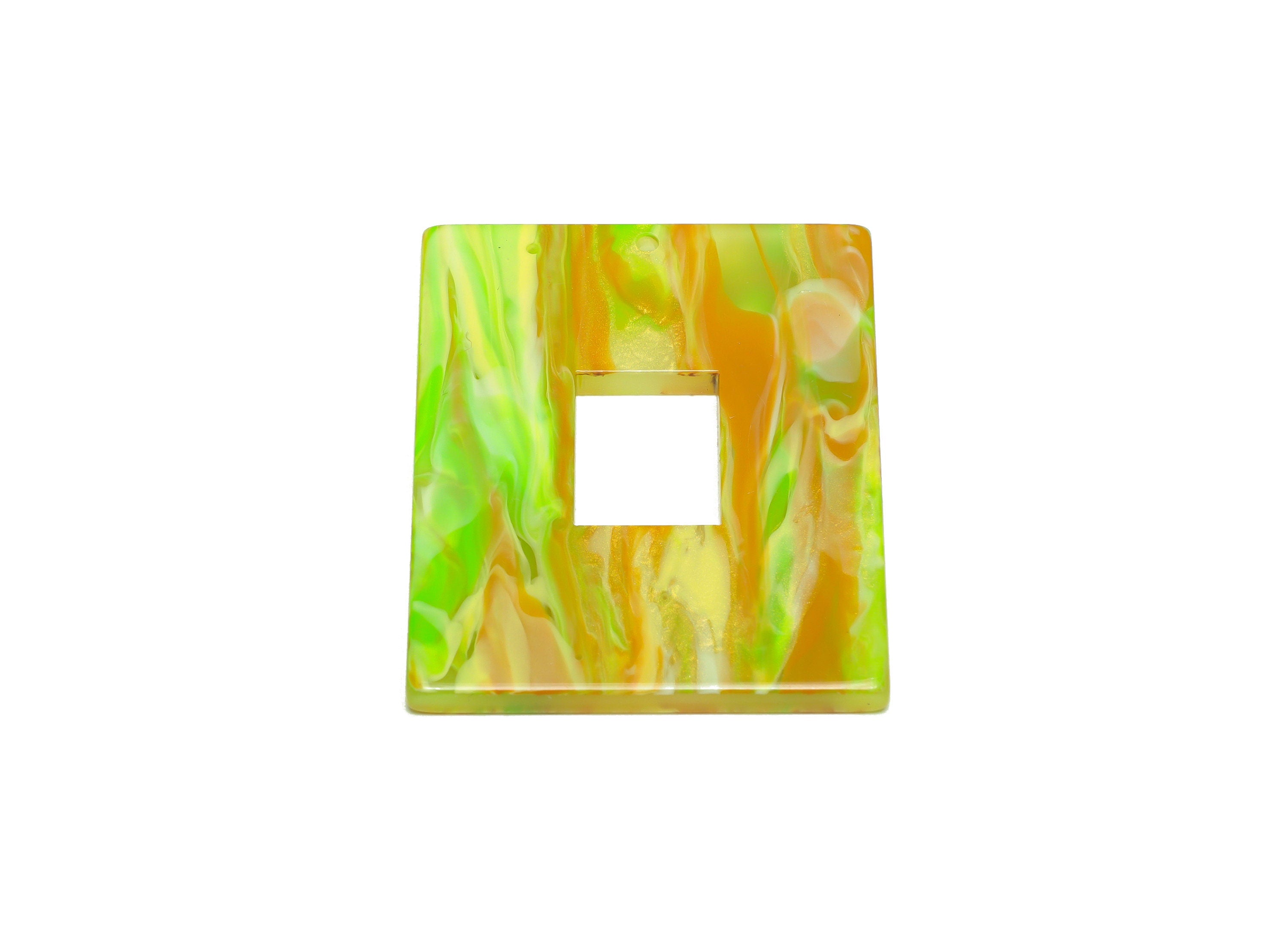 Acrylic Rectangle Earring Charm - Rectangle Farmland Pendant - Acrylic Spring Painting Earring Charm - 49x39x3mm - AC2614-A953 - DOMEDBAZAAR