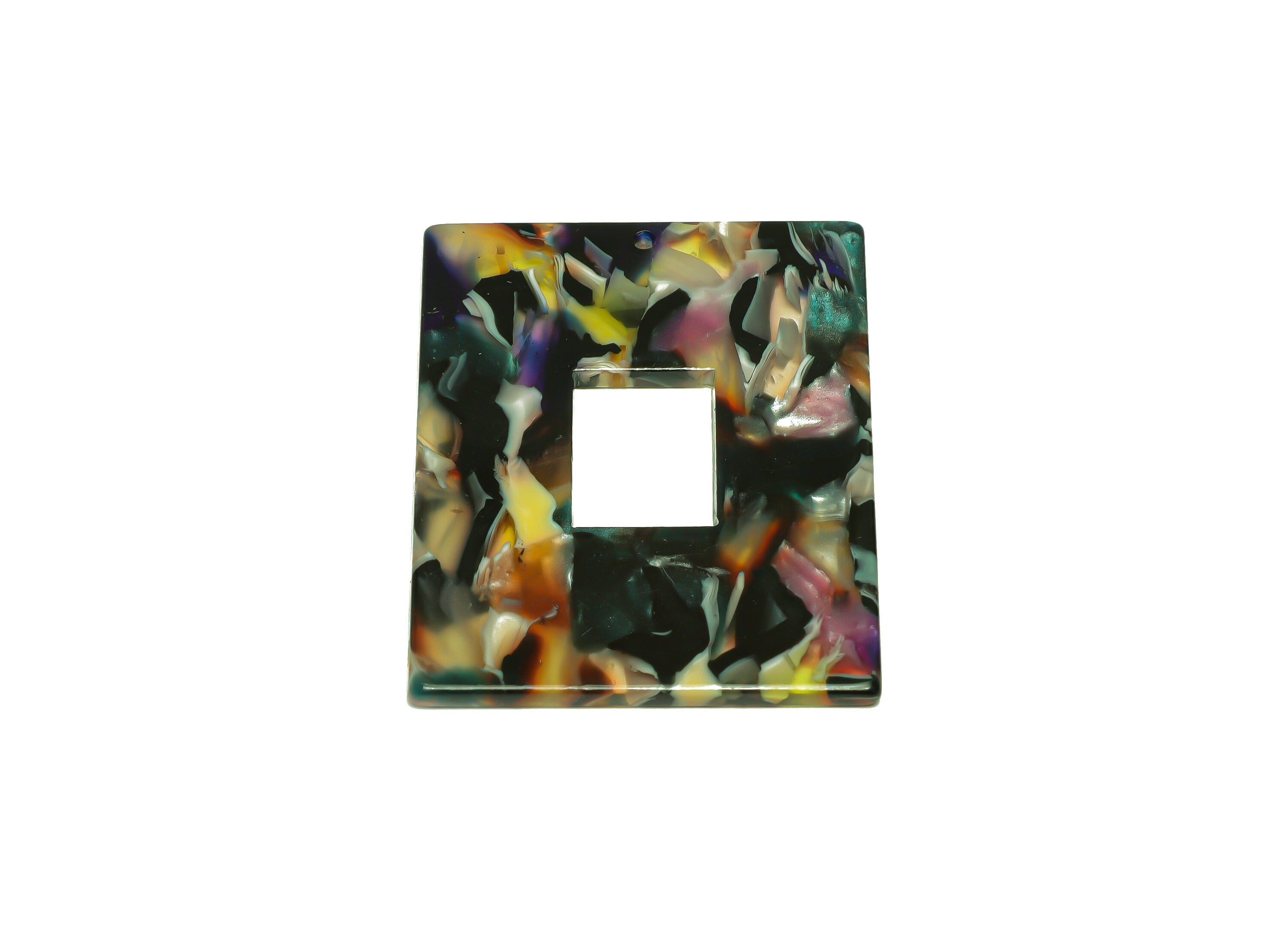Acetate Rectangle Charm - Acetate Rainbow Pendant - Acetate Earring Charm - Big Rectangle Earring - Code:A60- 48.74x39.64x2mm - AC2614-A60 - DOMEDBAZAAR