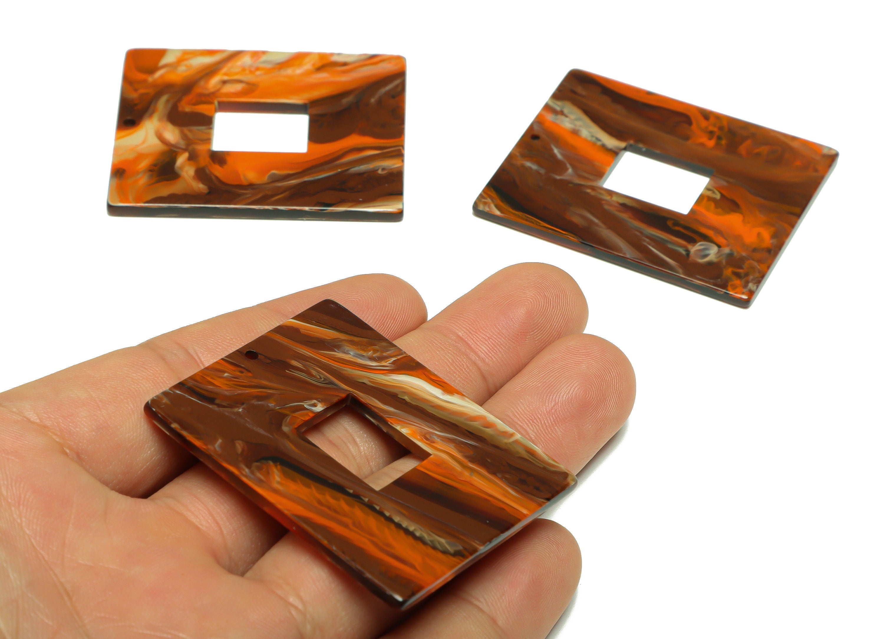 Acrylic Rectangle Charm - Geometry Mix Color Pendant - Big Rectangel Earring Charm - Jewelry Making - Code:A937- 48.93x39x2mm - AC2614-A937 - DOMEDBAZAAR