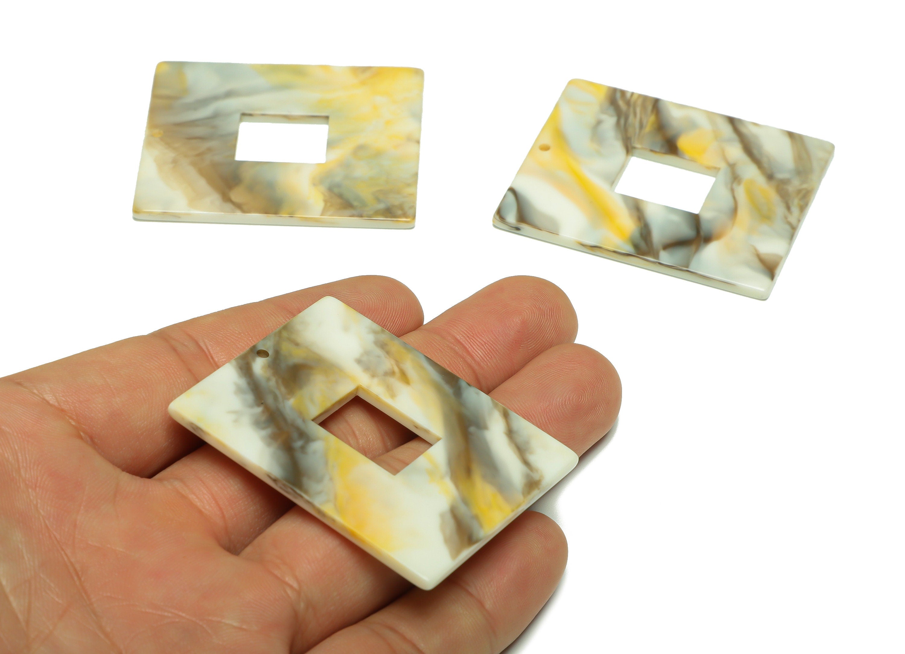 Acrylic Rectangle Charm - Big Rectangle Earring Charm - Acrylic Earring Charm - Jewelry Making - Code: A452 - 49x39.92x2.56mm - AC2614-A452 - DOMEDBAZAAR