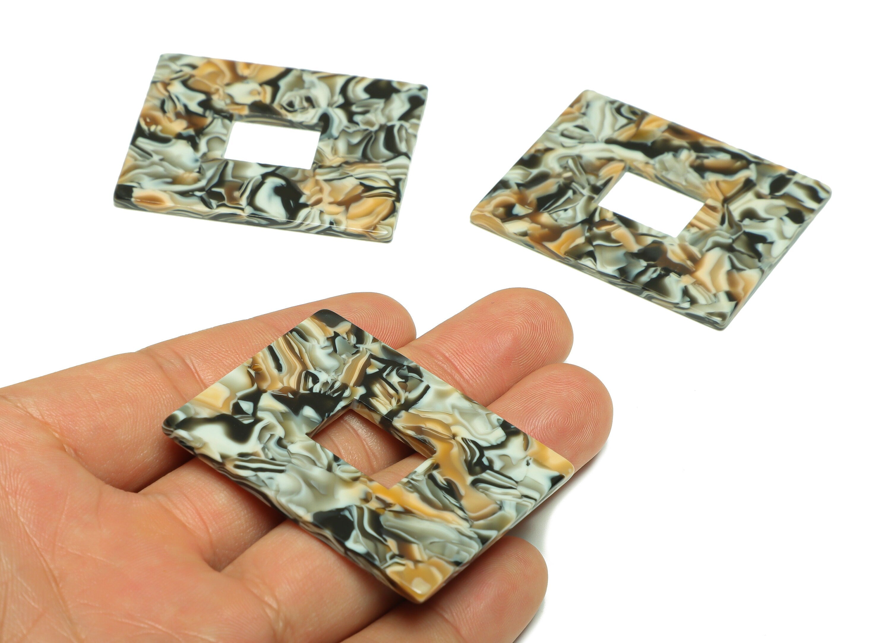 Acetate Rectangle Charm - Rectangle Mix Color Pendant - Acetate Earring Charm - Jewelry Making - Code:A508- 48.74x39.64x2.42mm - AC2614-A508 - DOMEDBAZAAR