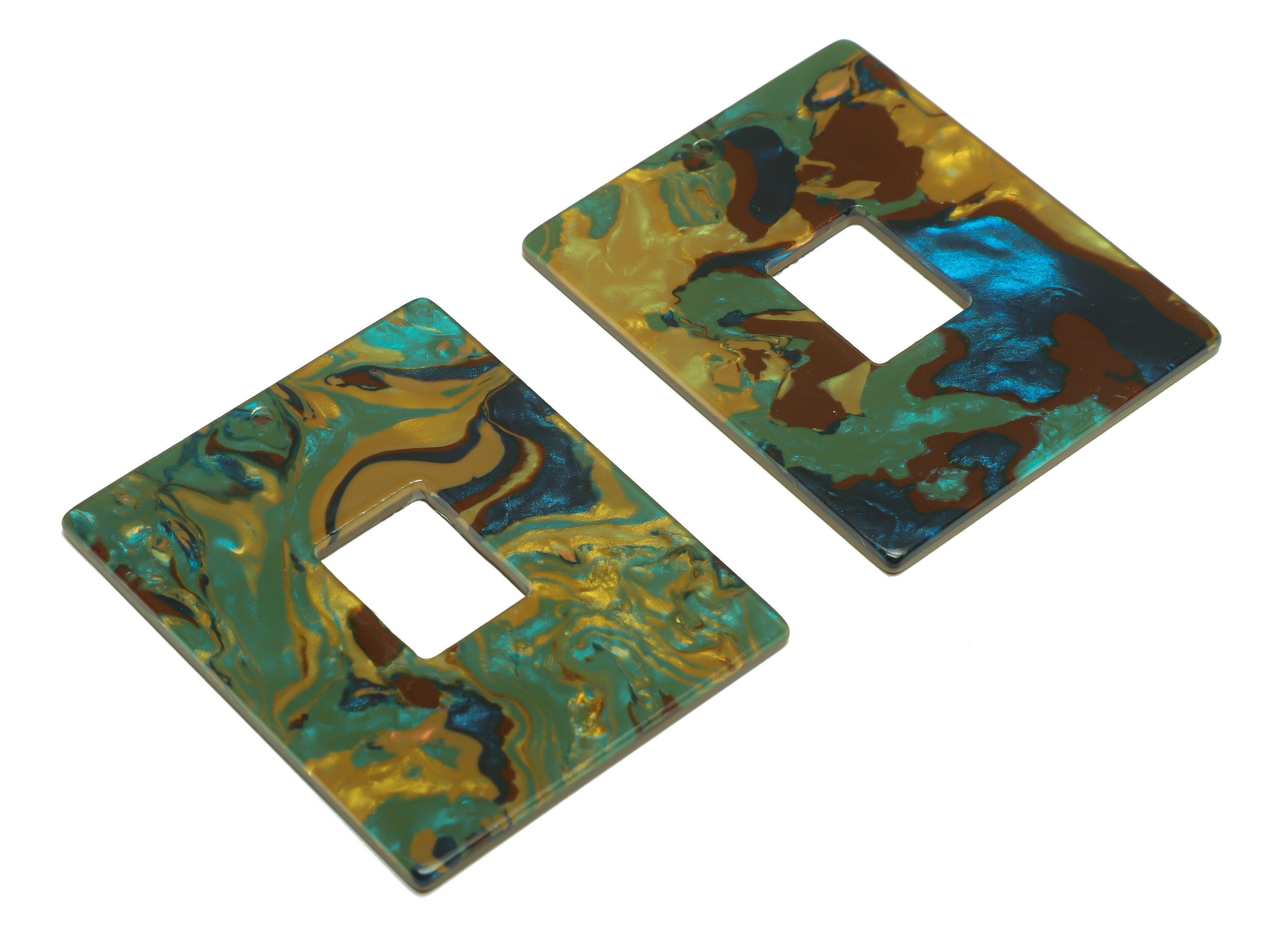 Acrylic Rectangle Charm - Rectangle Mix Color Pendant - Acrylic Earring Charm - Jewelry Making - Code:A947 - 49.27x40x2.37mm - AC2614-A947 - DOMEDBAZAAR