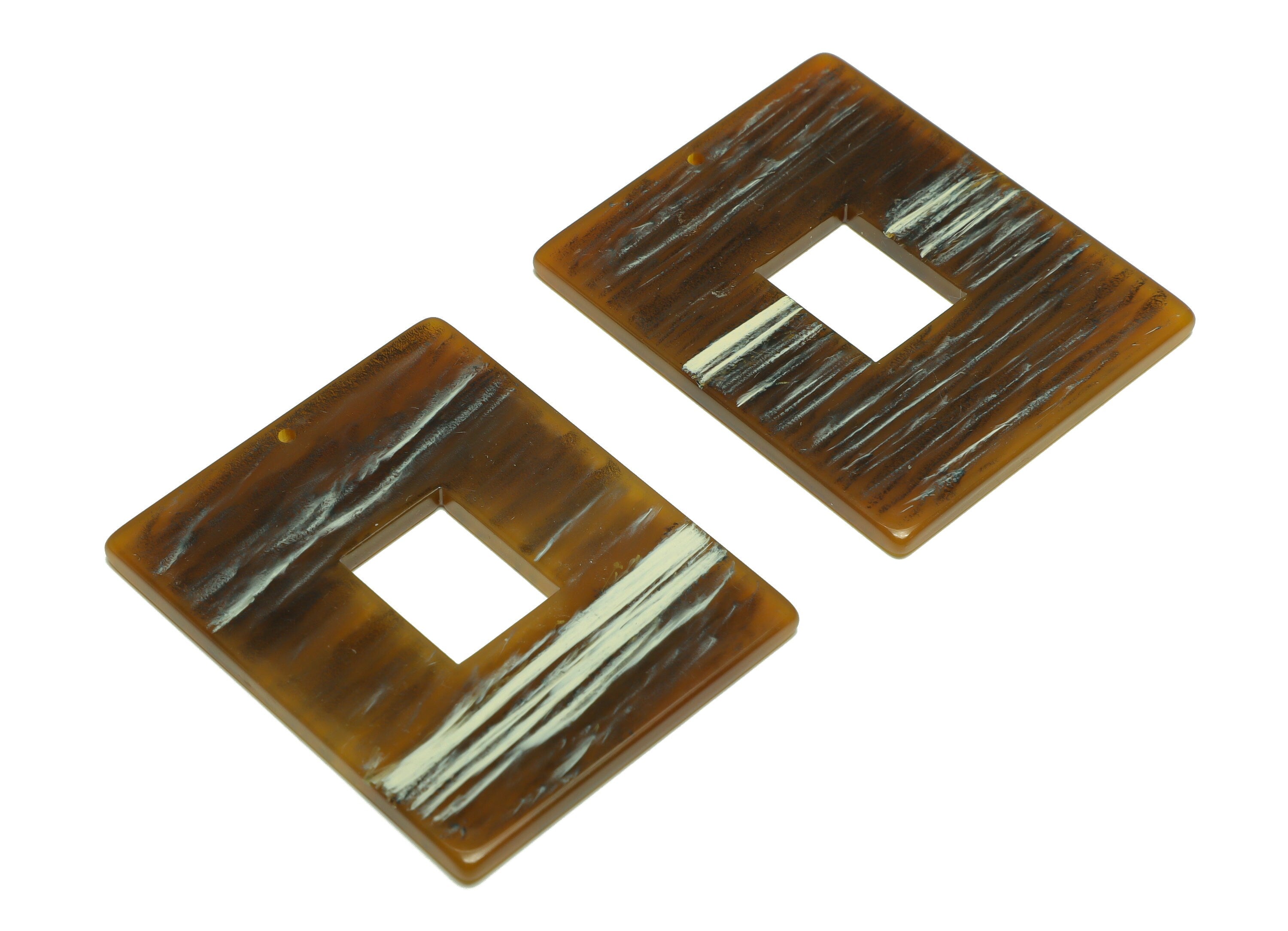 Acrylic Rectangle Charm - Rectangle Bark Pendant - Acrylic Earring Charm - Jewelry Making - Code:A400 - 49.38x39.89x2.96mm - AC2614-A400 - DOMEDBAZAAR