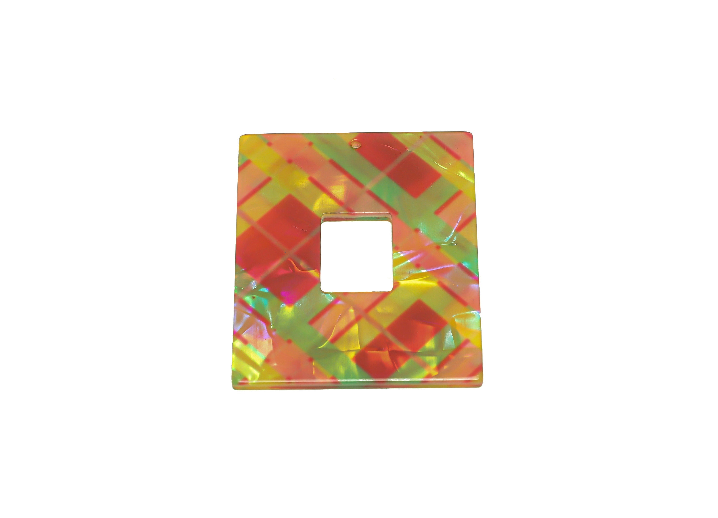 PVC Rectangle Charm - Rectangle Mix Color Pendant - PVC Earring Charm - Jewelry Making - Code:A872 - 49x39.85x2.39mm - AC2614-A872 - DOMEDBAZAAR