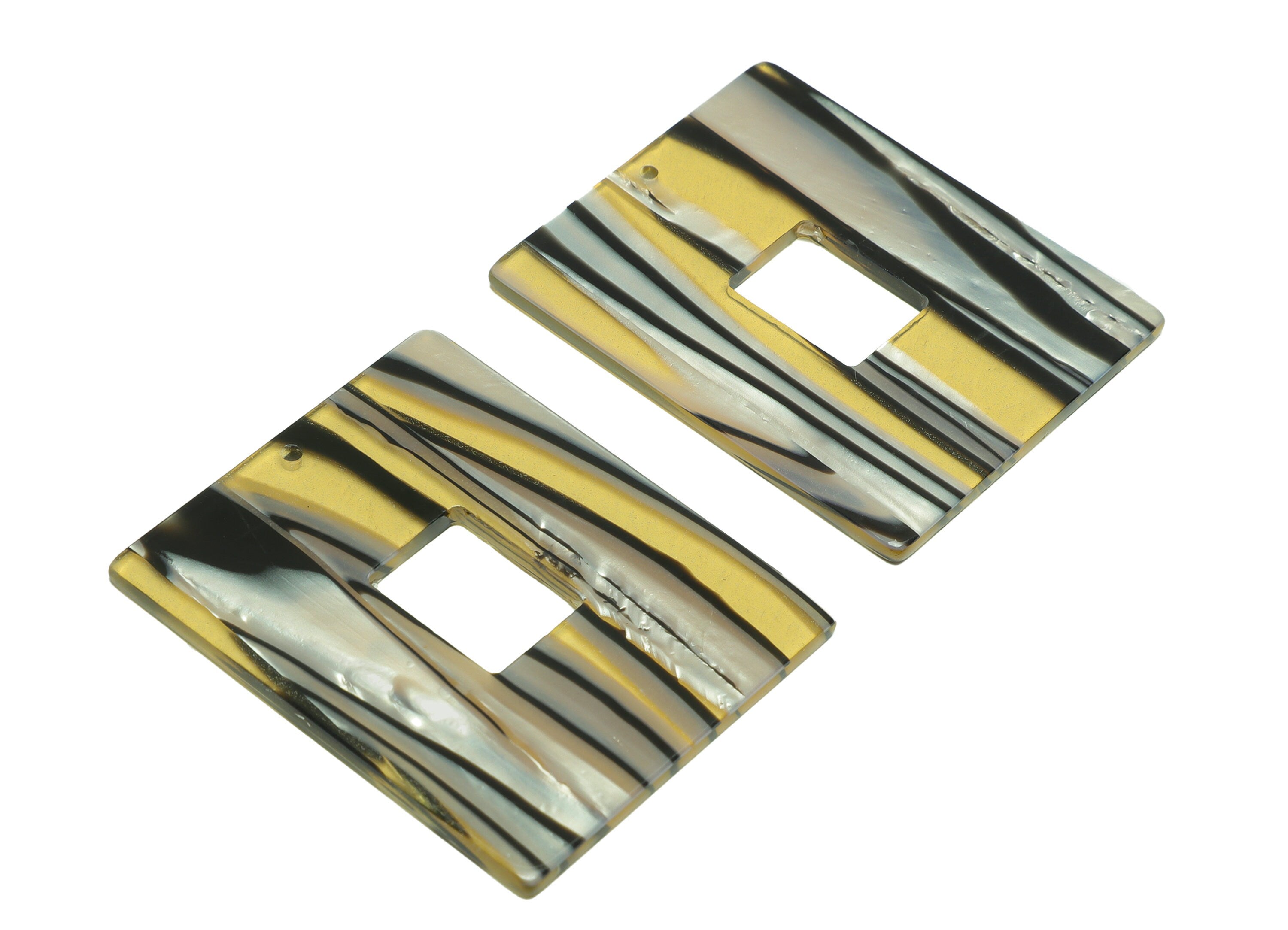 Acrylic Rectangle Charm - Rectangle Rainbow Pendant - Acrylic Earring Charm - Jewelry Making - Code:A942 - 49x40x2.46mm - AC2614-A942 - DOMEDBAZAAR