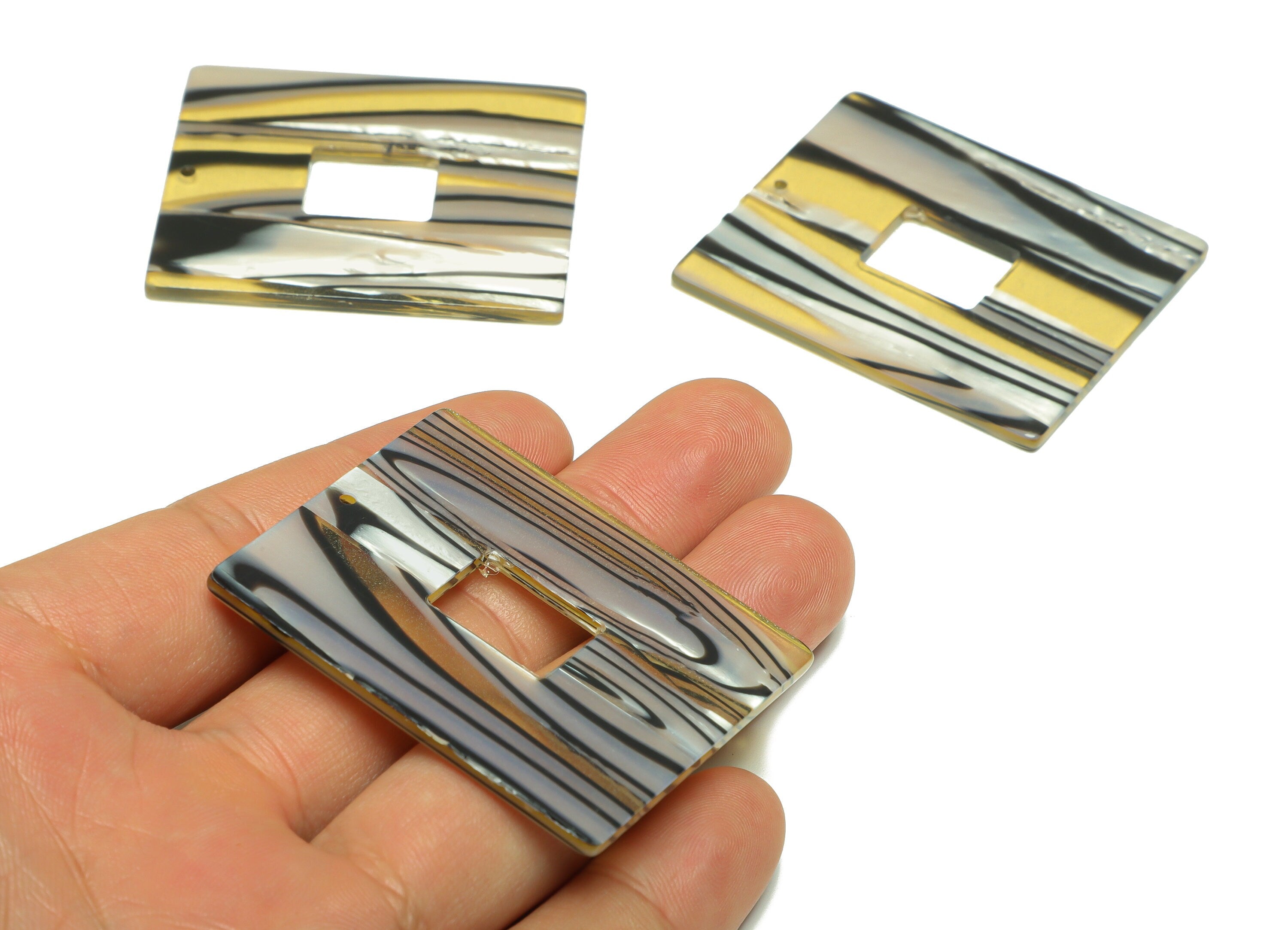 Acrylic Rectangle Charm - Rectangle Rainbow Pendant - Acrylic Earring Charm - Jewelry Making - Code:A942 - 49x40x2.46mm - AC2614-A942 - DOMEDBAZAAR