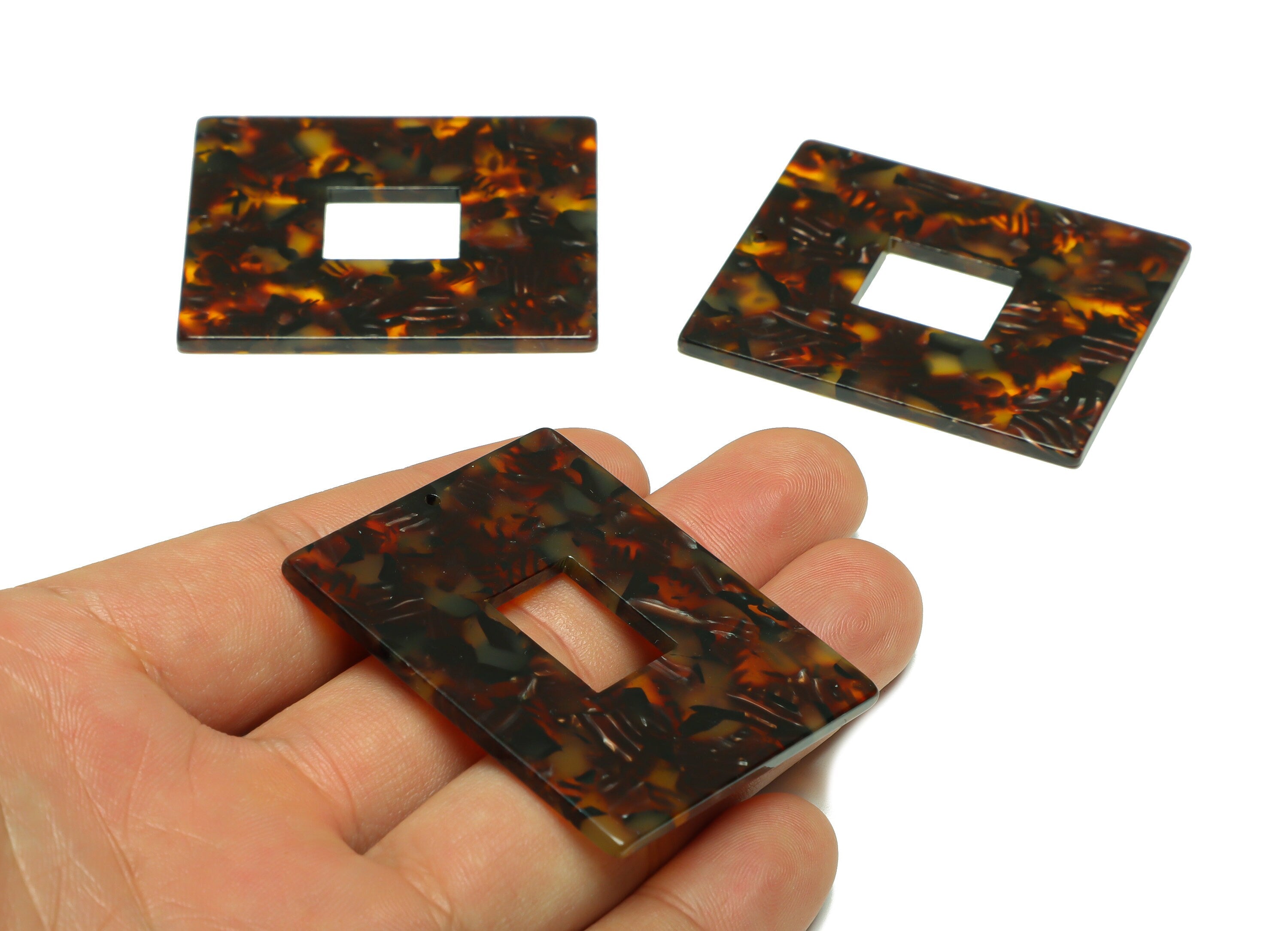 Acetate Rectangle Charm - Rectangle Mix Color Pendant - Acetate Earring Charm - Jewelry Making - Code:A507 - 49.22x39.77x2.5mm - AC2614-A507 - DOMEDBAZAAR