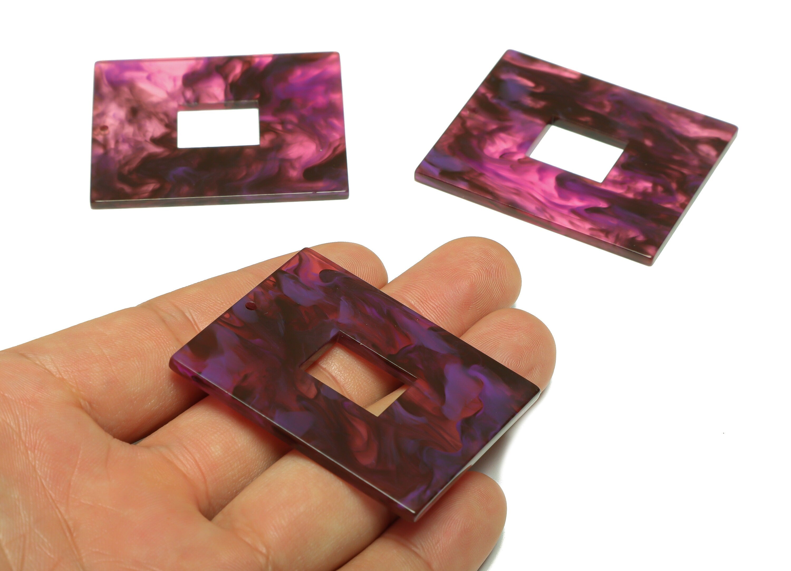 Acrylic Rectangle Charm - Rectangle Mix Color Pendant - Acrylic Earring Charm - Jewelry Making - Code:A946 - 48.99x39.63x2.8mm - AC2614-A946 - DOMEDBAZAAR