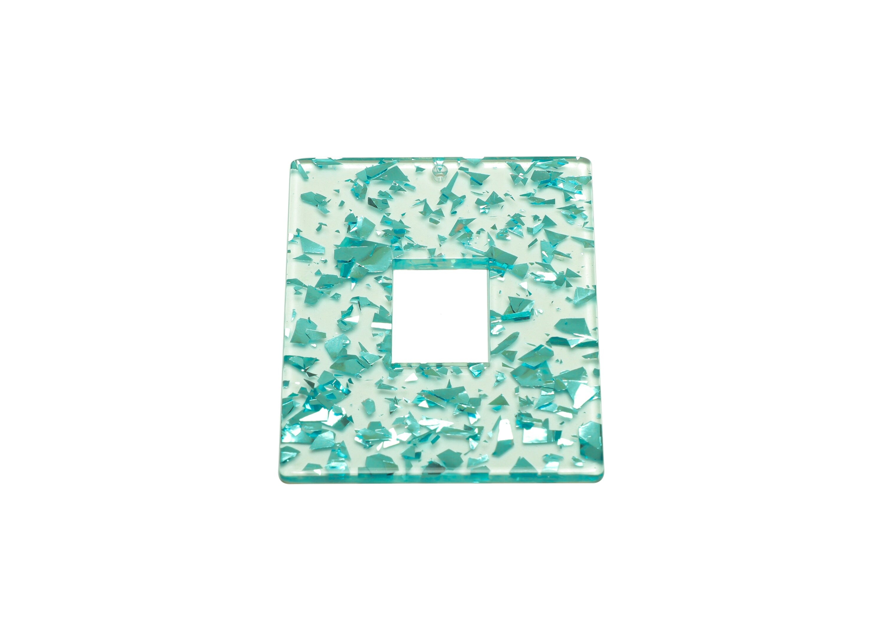 Acrylic Rectangle Charm - Transparent Confetti Pendant - Big Rectangle Earring Charm - Jewelry Making - Code: A935- 49x40x2mm - AC2614-A935 - DOMEDBAZAAR