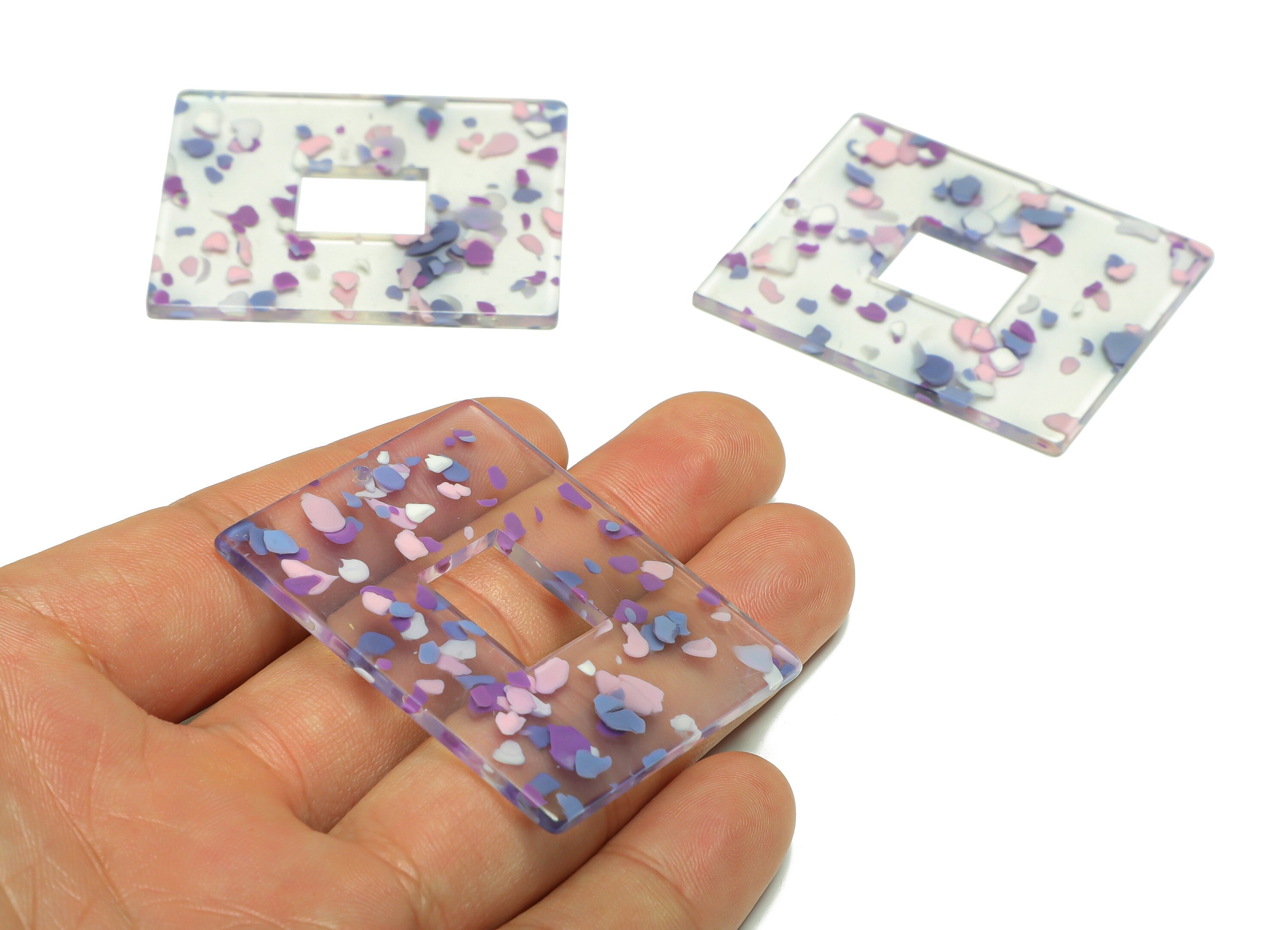 Acrylic Rectangle Charm - Acrylic Big Rectangle Pendant - Acrylic Earring Charm - Jewelry Making - Code:A823 - 49x39.89x2mm - AC2614-A823 - DOMEDBAZAAR