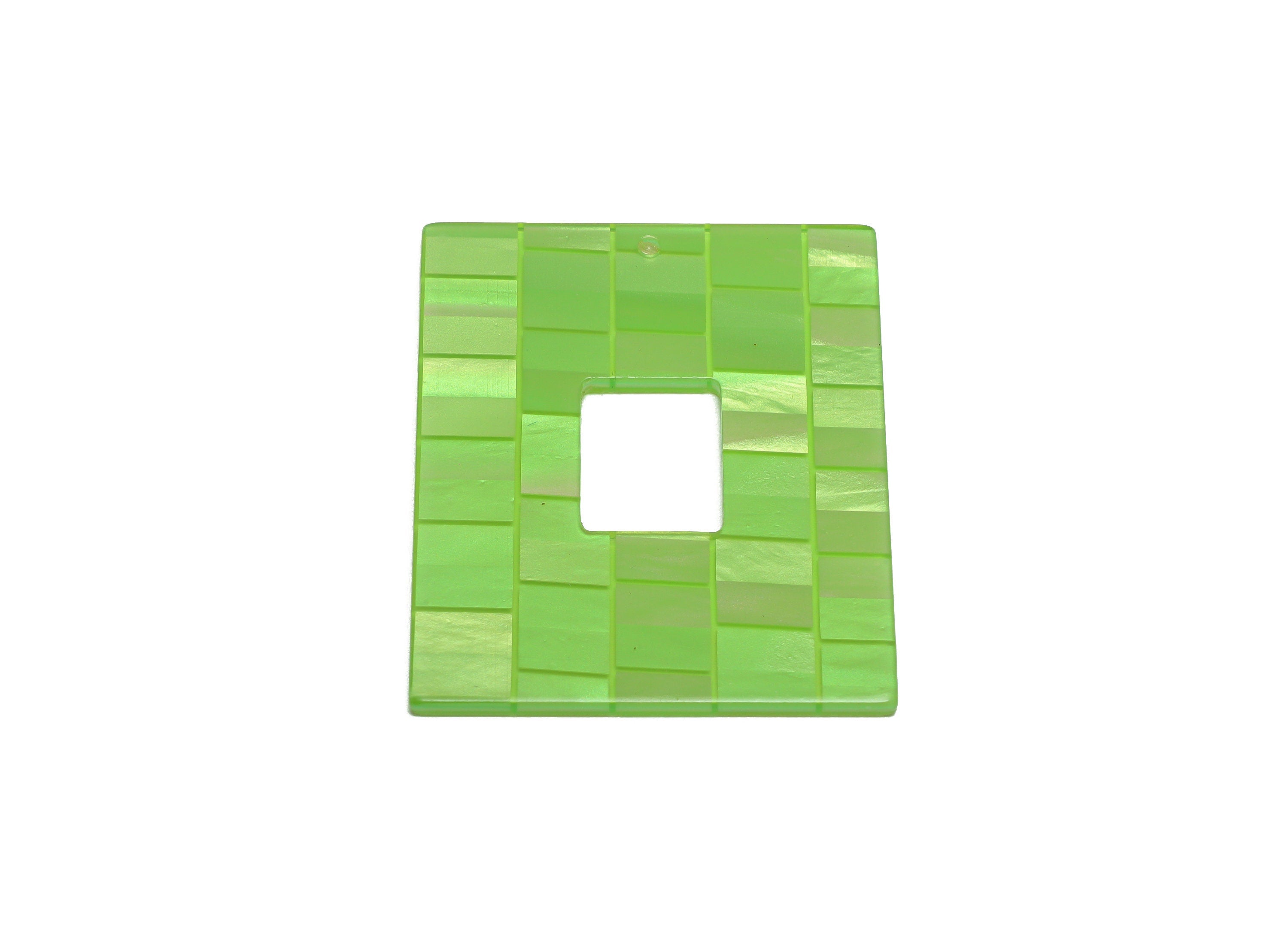 PVC Rectangle Charm - Rectangle Plaid Green Pendant - PVC Earring Charm - Jewelry Making - Code:A950 - 49.37x40.09x2.5mm - AC2614-A950 - DOMEDBAZAAR