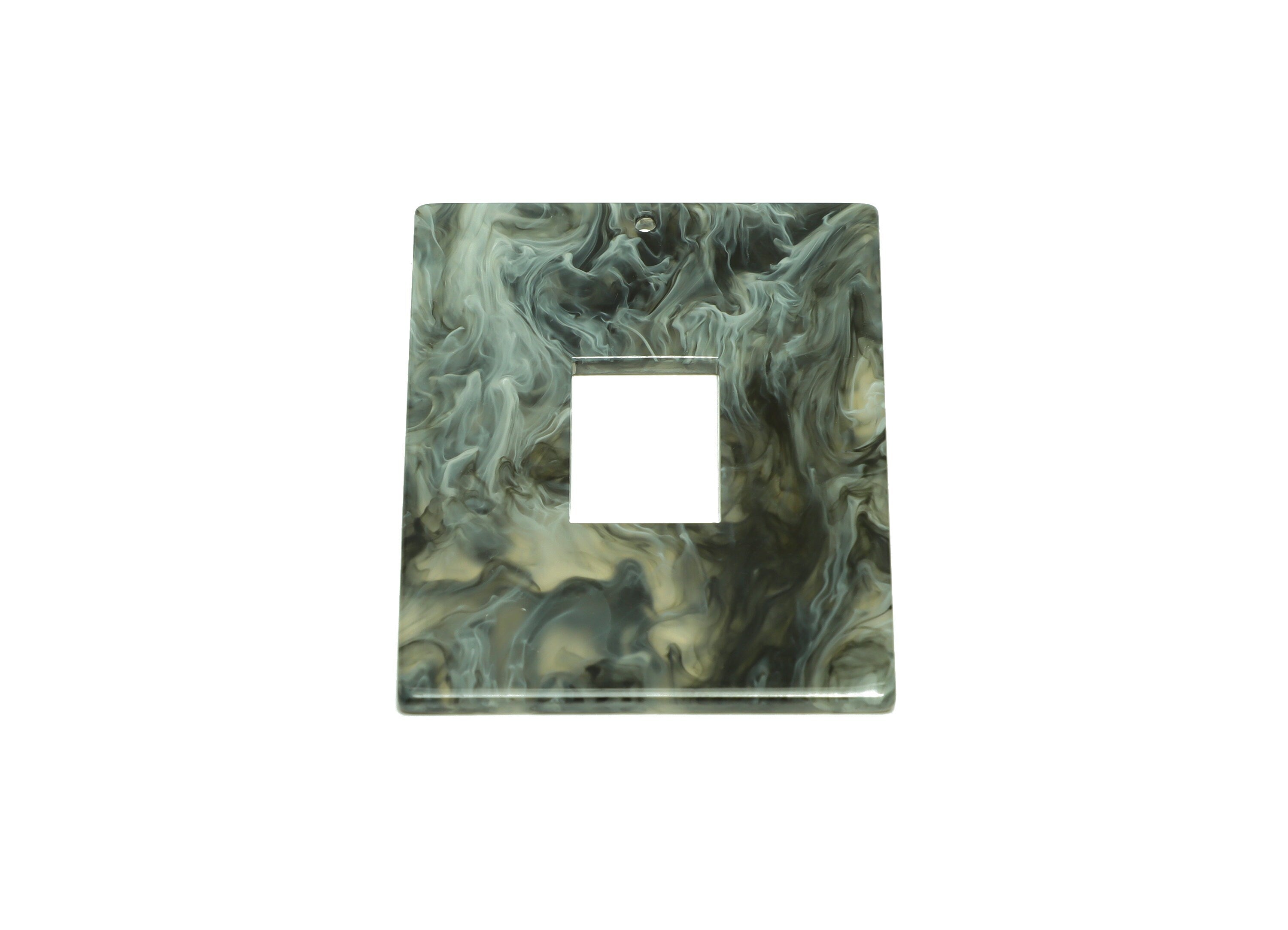 Acrylic Rectangle Charm - Acrylic Black White Pendant - Acrylic Earring Charm - Marbling Pattern - Code:A939 - 49x39.89x2mm - AC2614-A939 - DOMEDBAZAAR